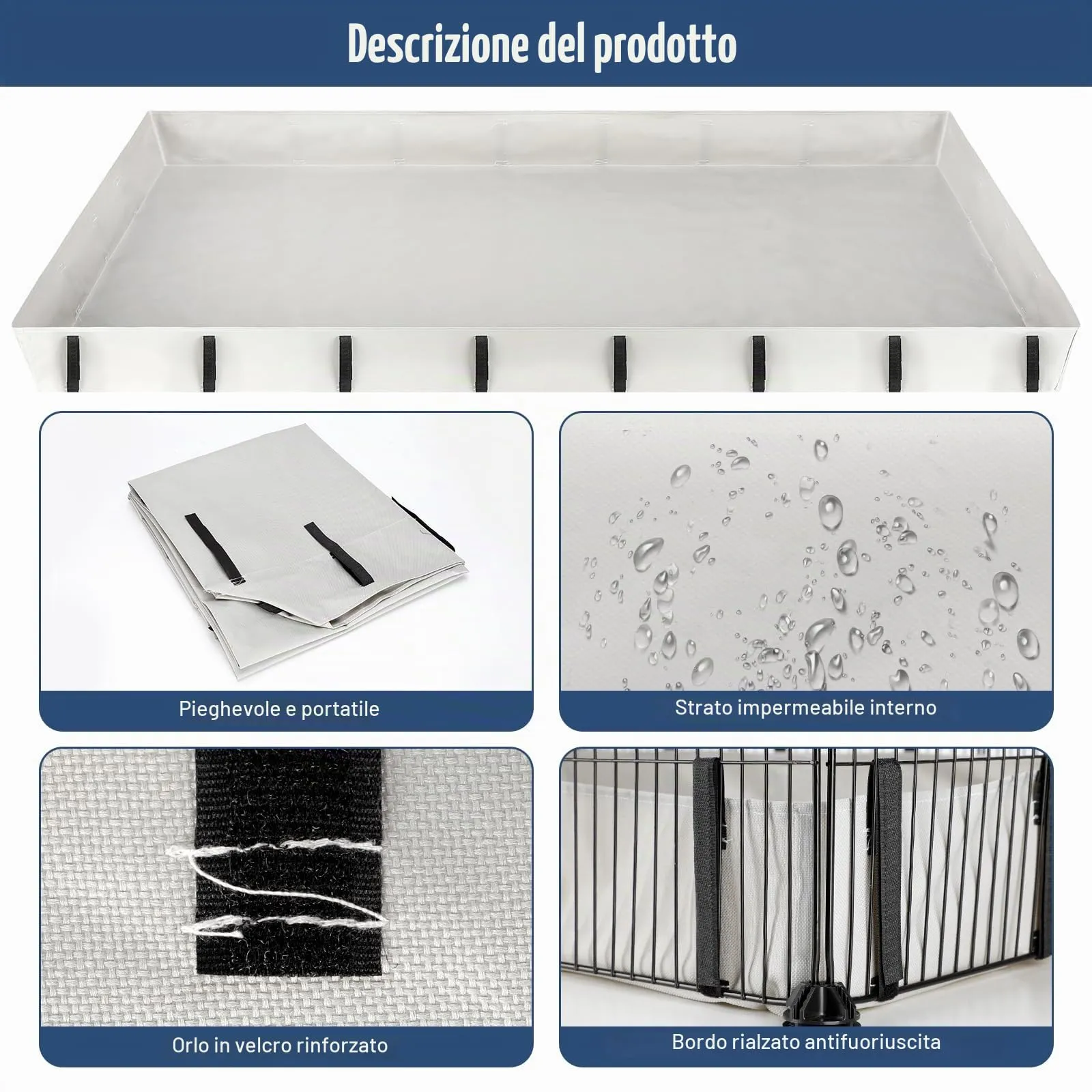 Mfsdai Impermeabile Oxford Tessuto Habitat per Guinea Pig Pet Cage(Gabbia Non Inclusa),Guinea Pig lettiera Gabbie Liner per Fai da Te Gabbia per Animali di Piccole Dimensioni,Lavabile Pipi Pads L - immagine 3