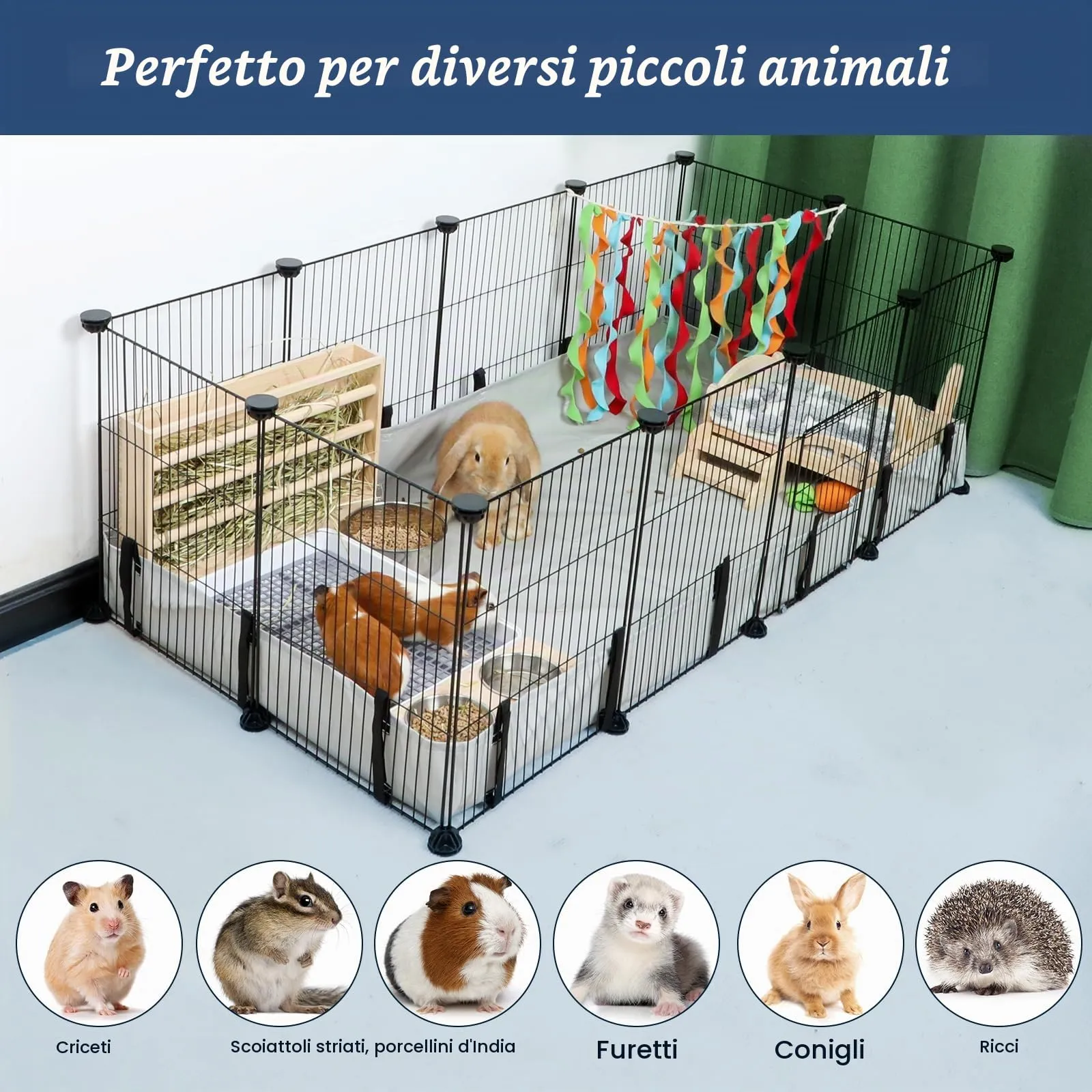 Mfsdai Impermeabile Oxford Tessuto Habitat per Guinea Pig Pet Cage(Gabbia Non Inclusa),Guinea Pig lettiera Gabbie Liner per Fai da Te Gabbia per Animali di Piccole Dimensioni,Lavabile Pipi Pads L - immagine 7
