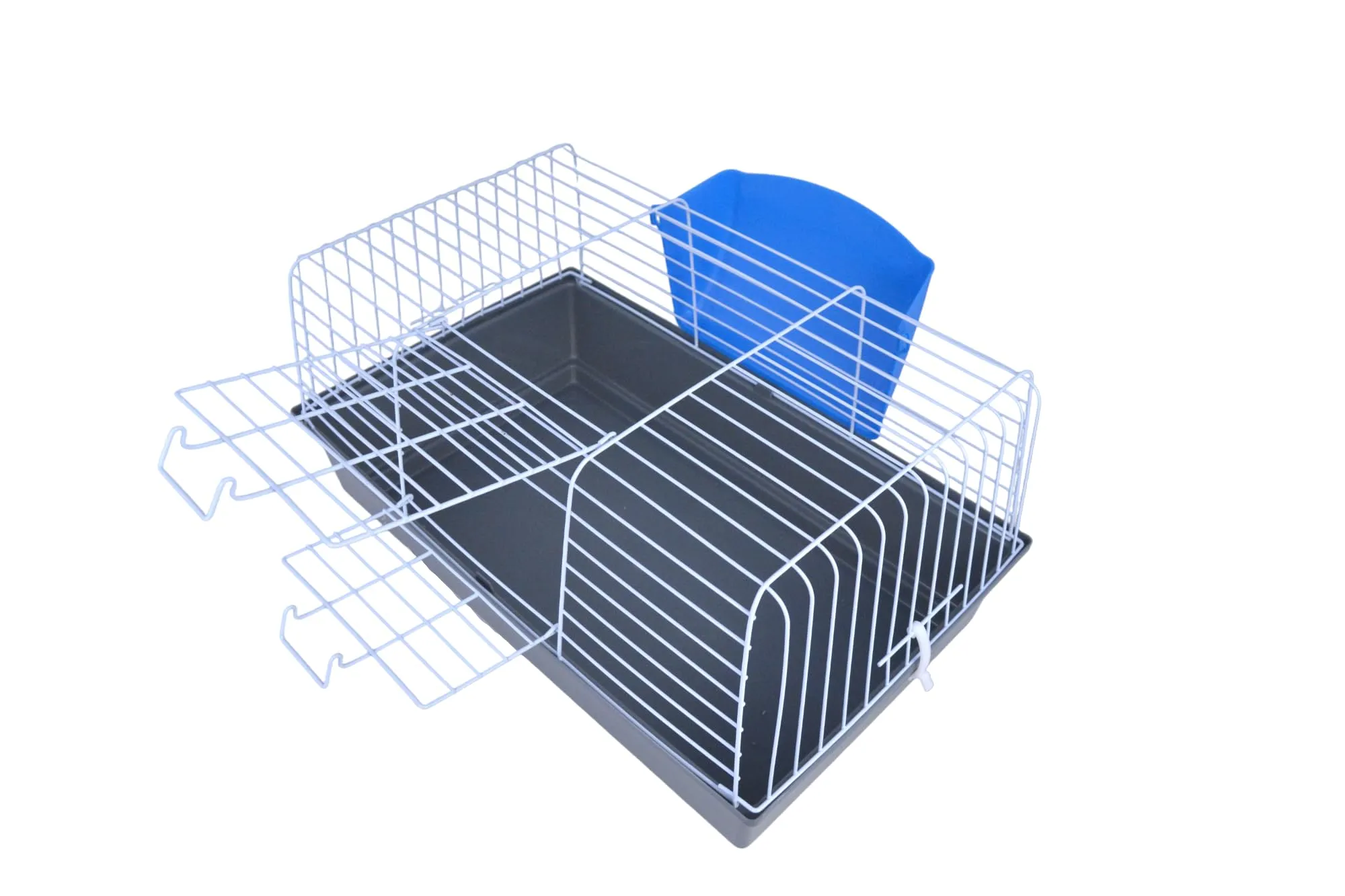 Pet's Solution - Gabbia per Coniglio Nano, Porcellini d'India e Cavie con Portafieno e Doppia Apertura - Grigio - immagine 3