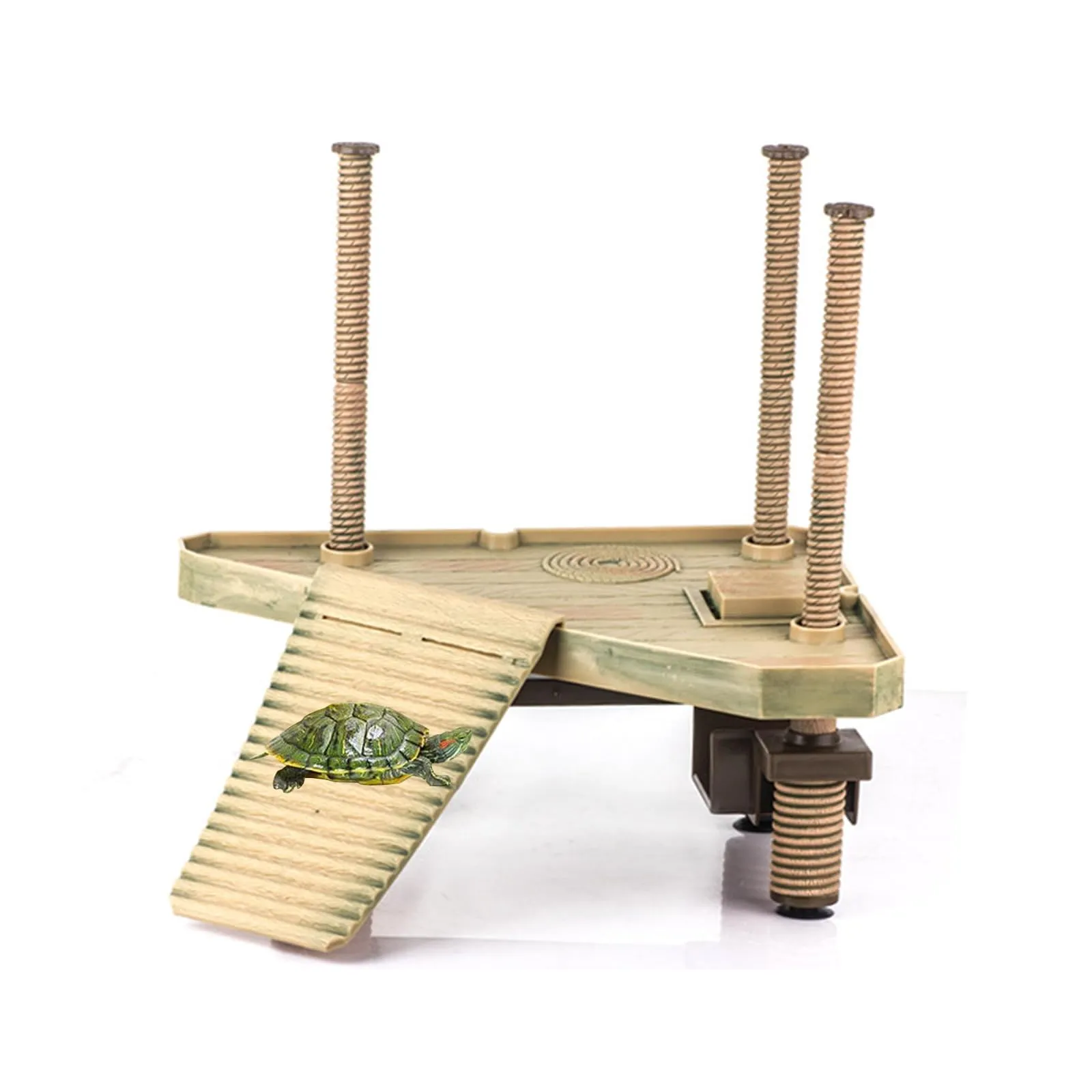 QeeHeng Piattaforma Galleggiante per Tartarughe, Piattaforma Galleggiante per Crogiolarsi, Piattaforma per Crogiolarsi per Tartarughe con Scala, Habitat per Tartarughe, Accessori per Acquari (Media) - immagine 1