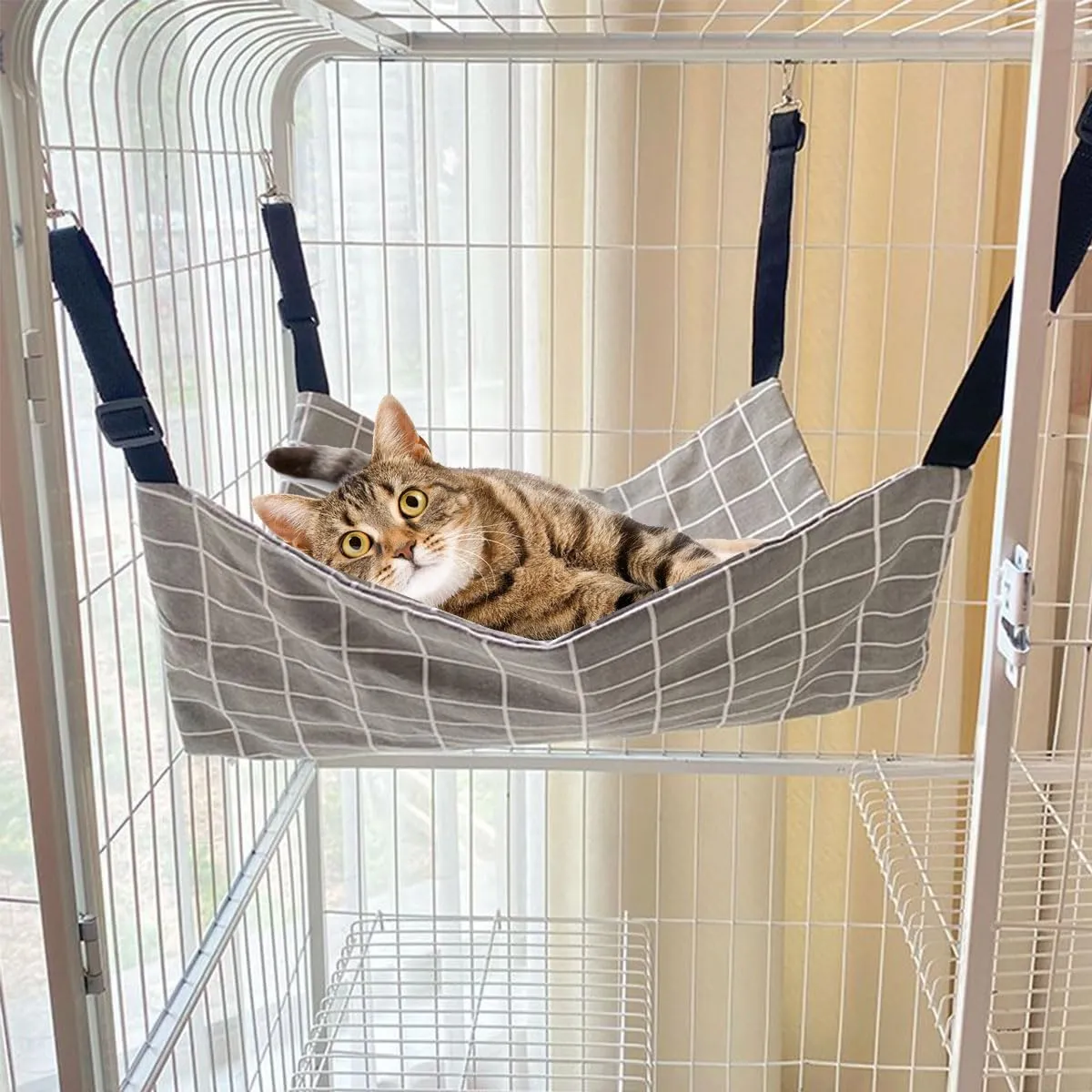 Amaca per gatti con supporto regolabile, adatta per animali domestici con peso non superiore a 9 kg (57 x 47 cm) - immagine 2
