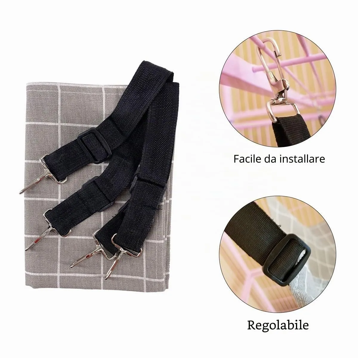 Amaca per gatti con supporto regolabile, adatta per animali domestici con peso non superiore a 9 kg (57 x 47 cm) - immagine 4