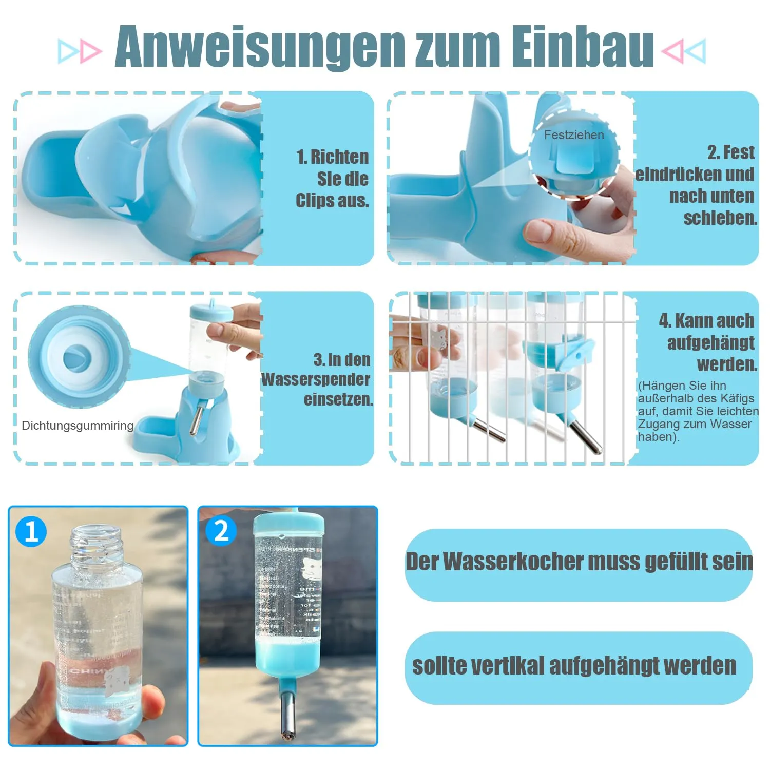 Norhogo 1 Pezzi Distributore automatico di acqua e cibo per criceti, 80 ml - immagine 4