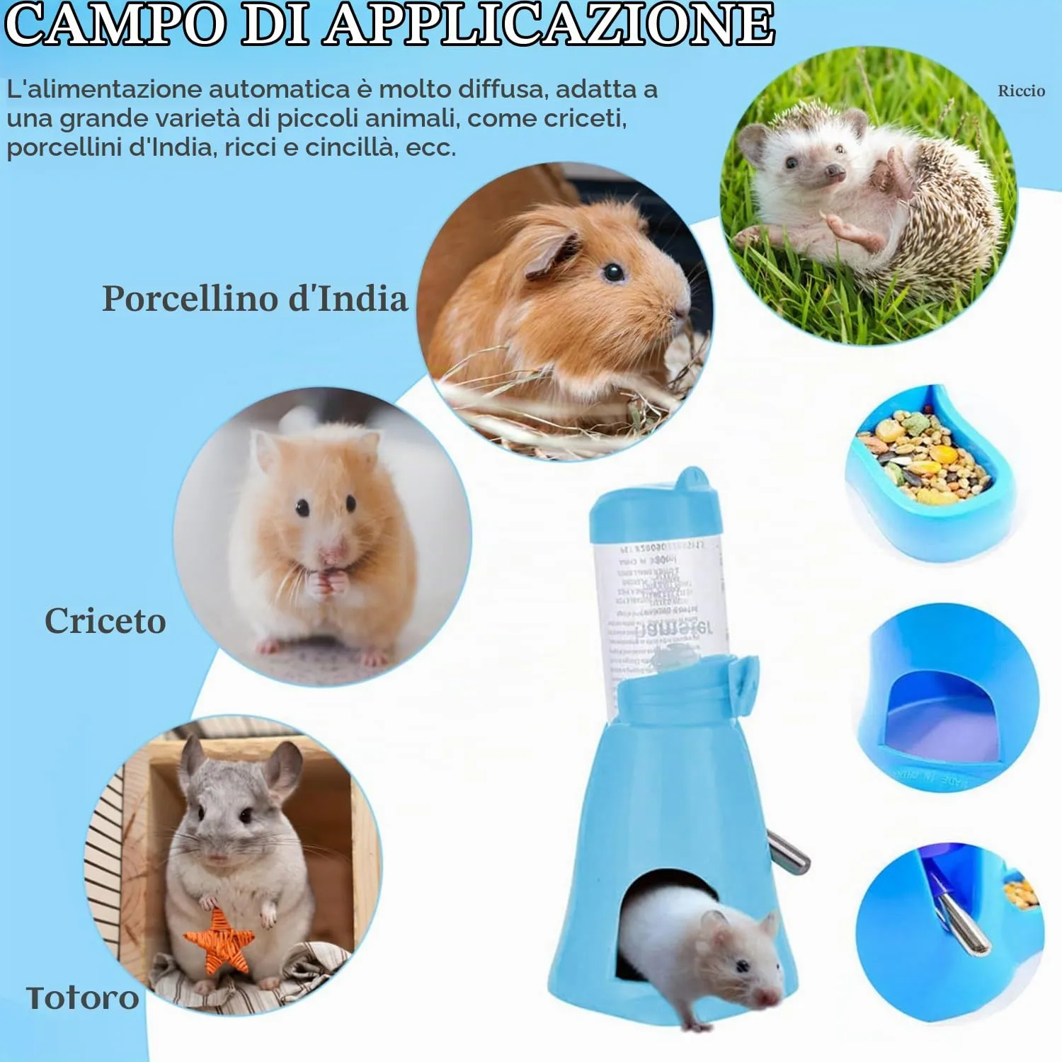Norhogo 1 Pezzi Distributore automatico di acqua e cibo per criceti, 80 ml - immagine 5