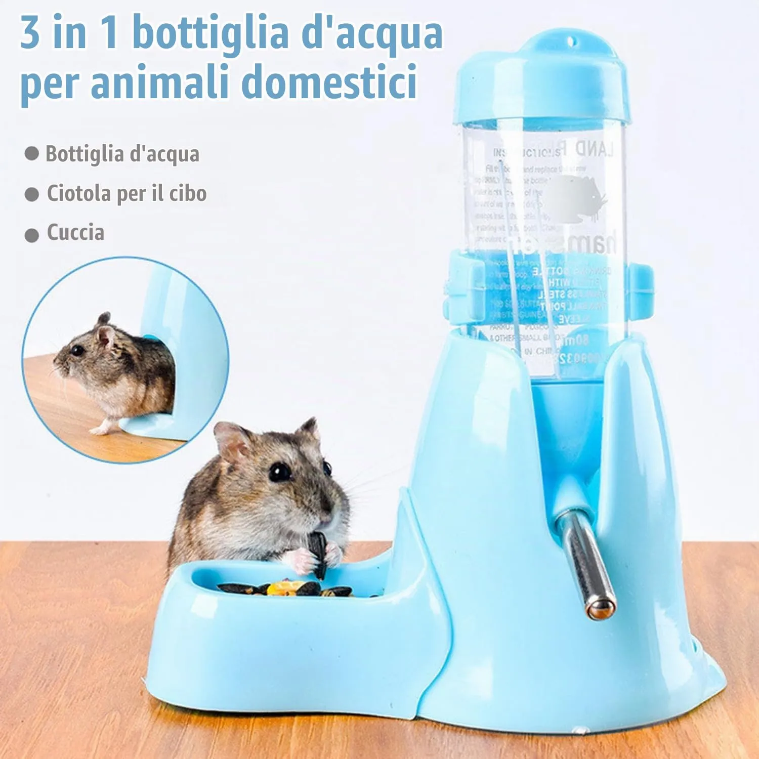 Norhogo 1 Pezzi Distributore automatico di acqua e cibo per criceti, 80 ml - immagine 8