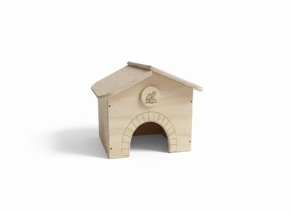 Casetta per tartarughe di terra ricco porcellini d'india in legno multistrato terrario senza fondo ricorevo casa chalet villetta gabbia terrario rettili serpenti 30x30x23 (Naturale Porcellino D'india) - immagine 1
