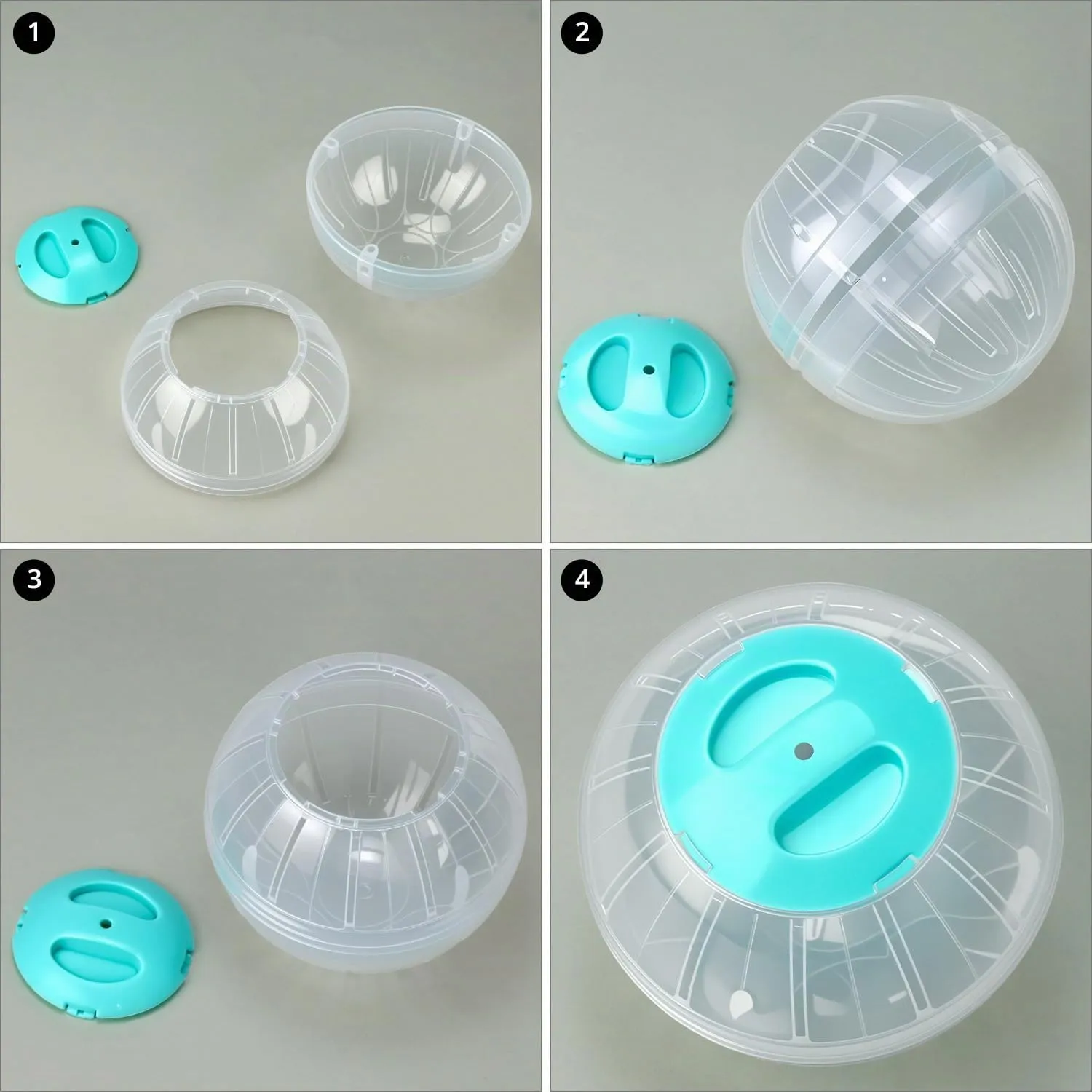 QWORK® Palla per Criceti 14,5cm, Ruota Criceto Trasparente con Coperchio Azzurro, per Criceti Nani, Gerbilli e Piccoli Roditori - immagine 4