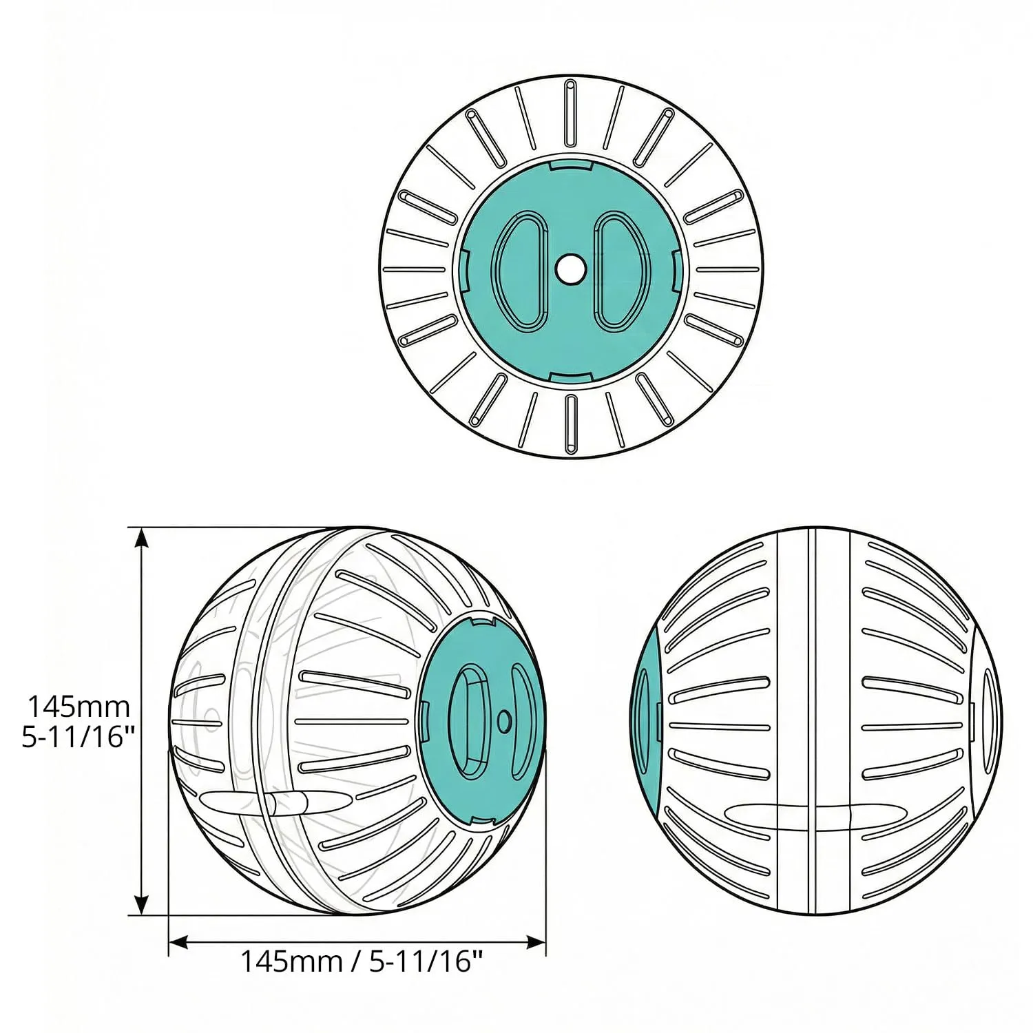 QWORK® Palla per Criceti 14,5cm, Ruota Criceto Trasparente con Coperchio Azzurro, per Criceti Nani, Gerbilli e Piccoli Roditori - immagine 6