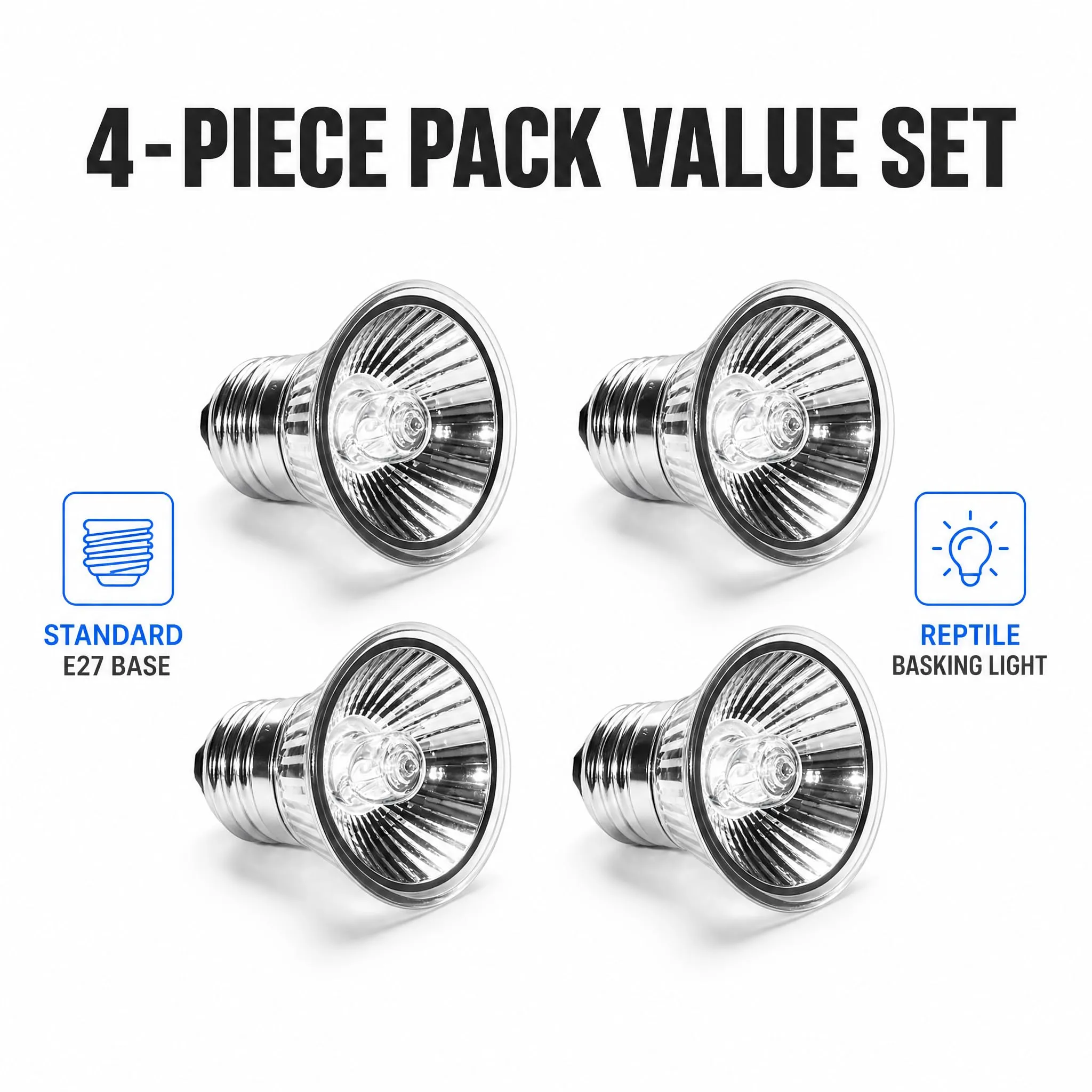 ANINGBOYZTZY 4 lampadine riscaldanti E27 a spettro completo per rettili, lampada solare UVA/UVB dimmerabile per terrario, faretto termico per tartarughe, iguane, serpenti e gechi - immagine 2