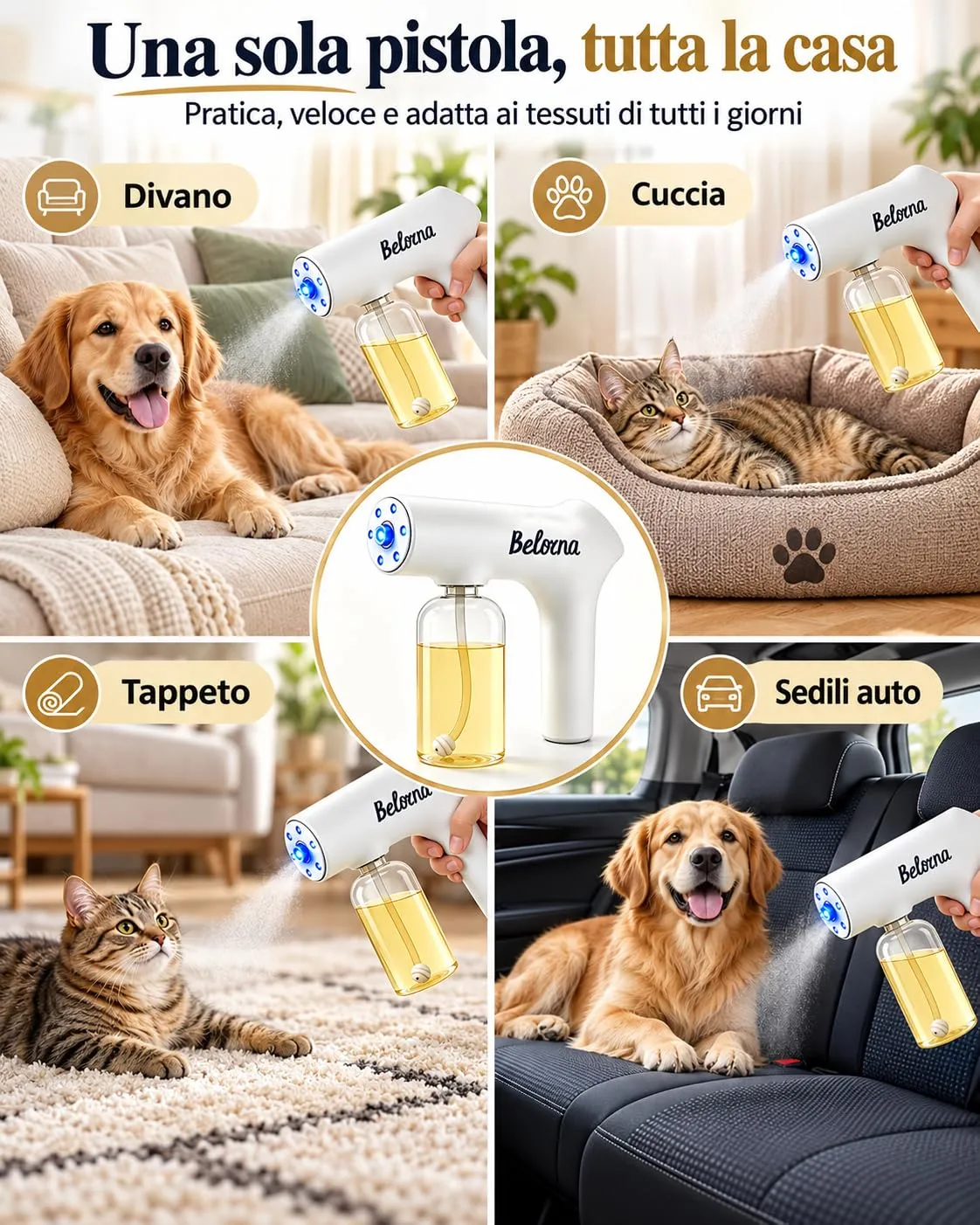 Belorna Pistola Antiodori per Animali Nebulizzatore Ricaricabile - immagine 4