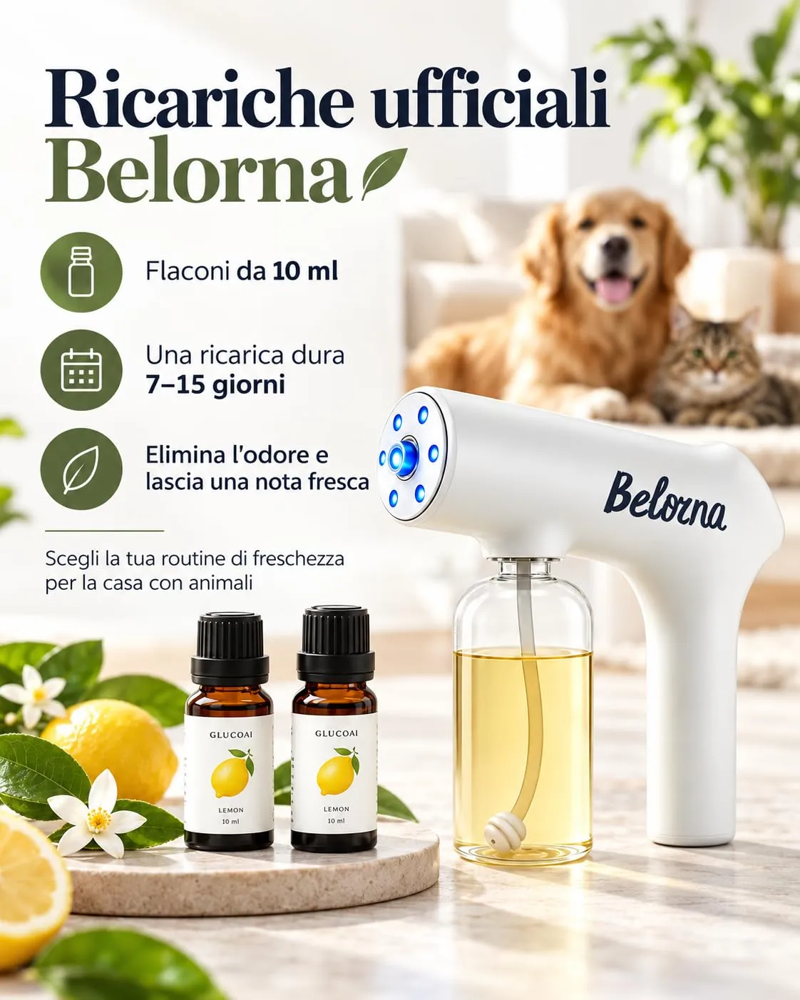 Belorna Pistola Antiodori per Animali Nebulizzatore Ricaricabile - immagine 7