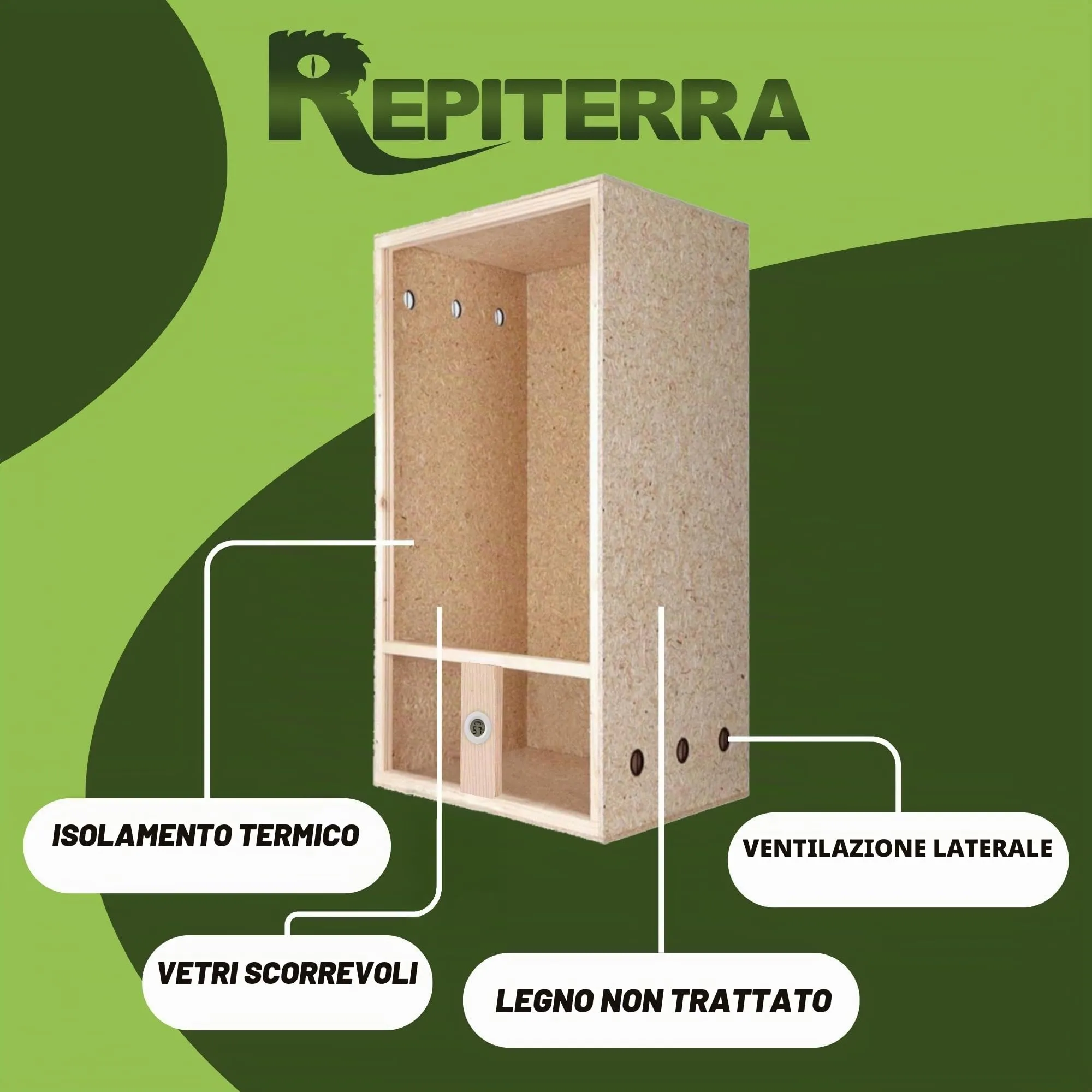 Grande Rettile Terrario interno Terrario Ventilazione laterale per serpenti e lucertole, 60x120x60 - immagine 2