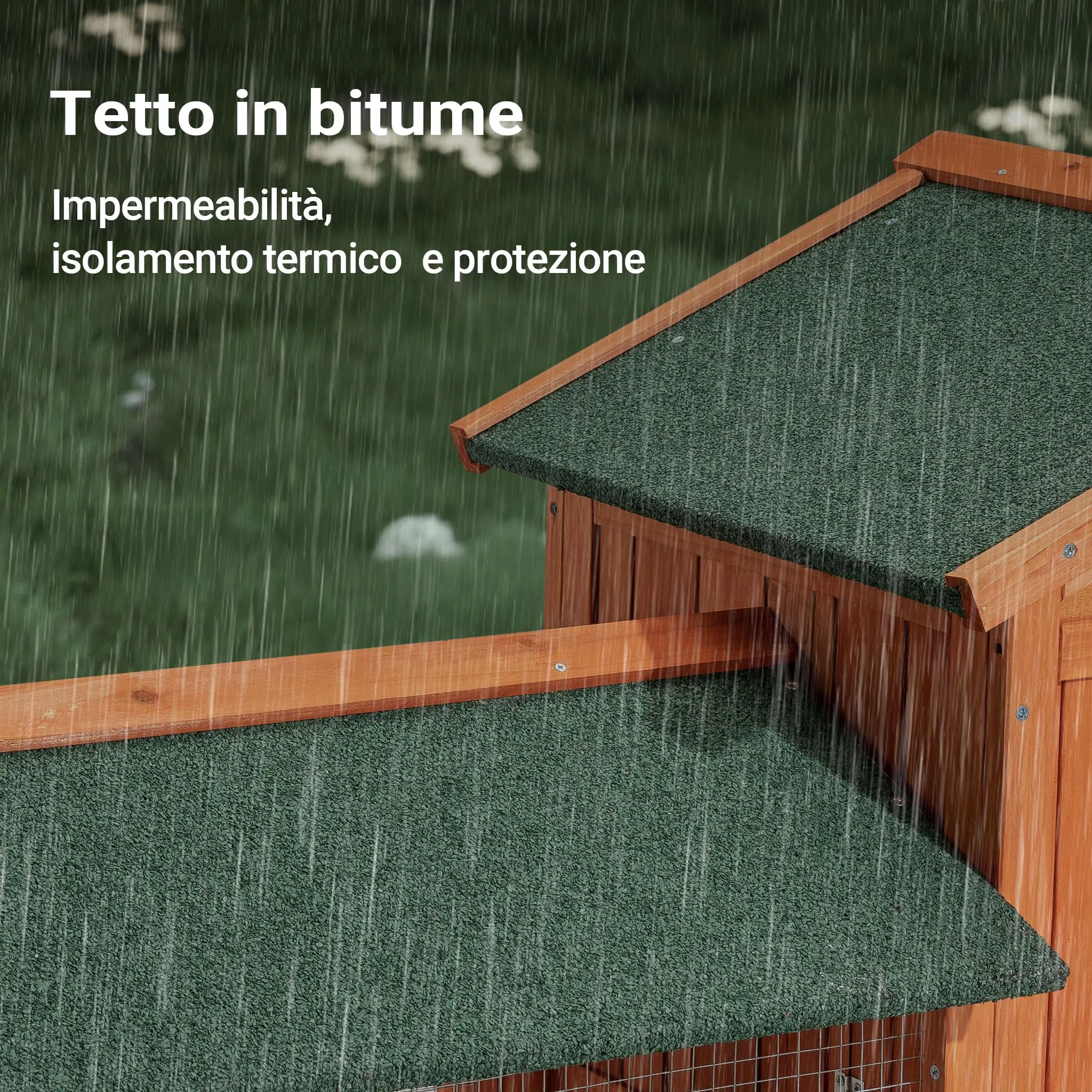 Pollaio e Conigliera in legno con spazio esterno recintato, legno di abete - immagine 5