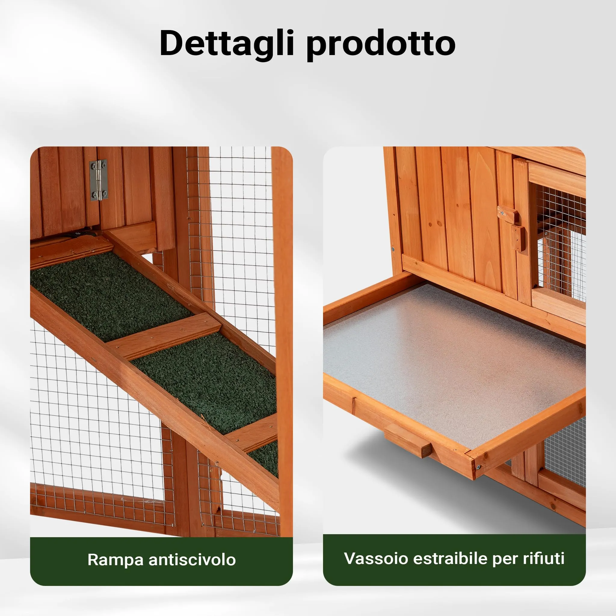 Pollaio e Conigliera in legno con spazio esterno recintato, legno di abete - immagine 6