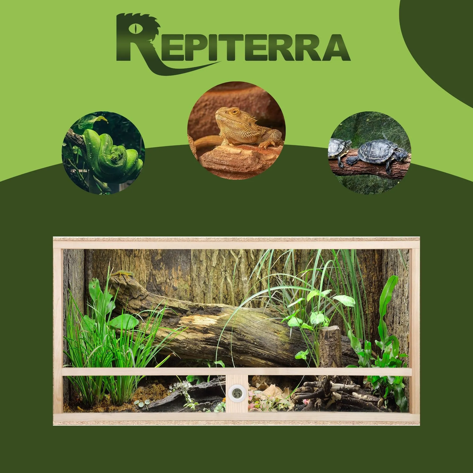 Terrario grande Rettile Terrario Ventilazione laterale per serpenti e lucertole, beige 120x50x50x50cm - ventilazione laterale - immagine 5