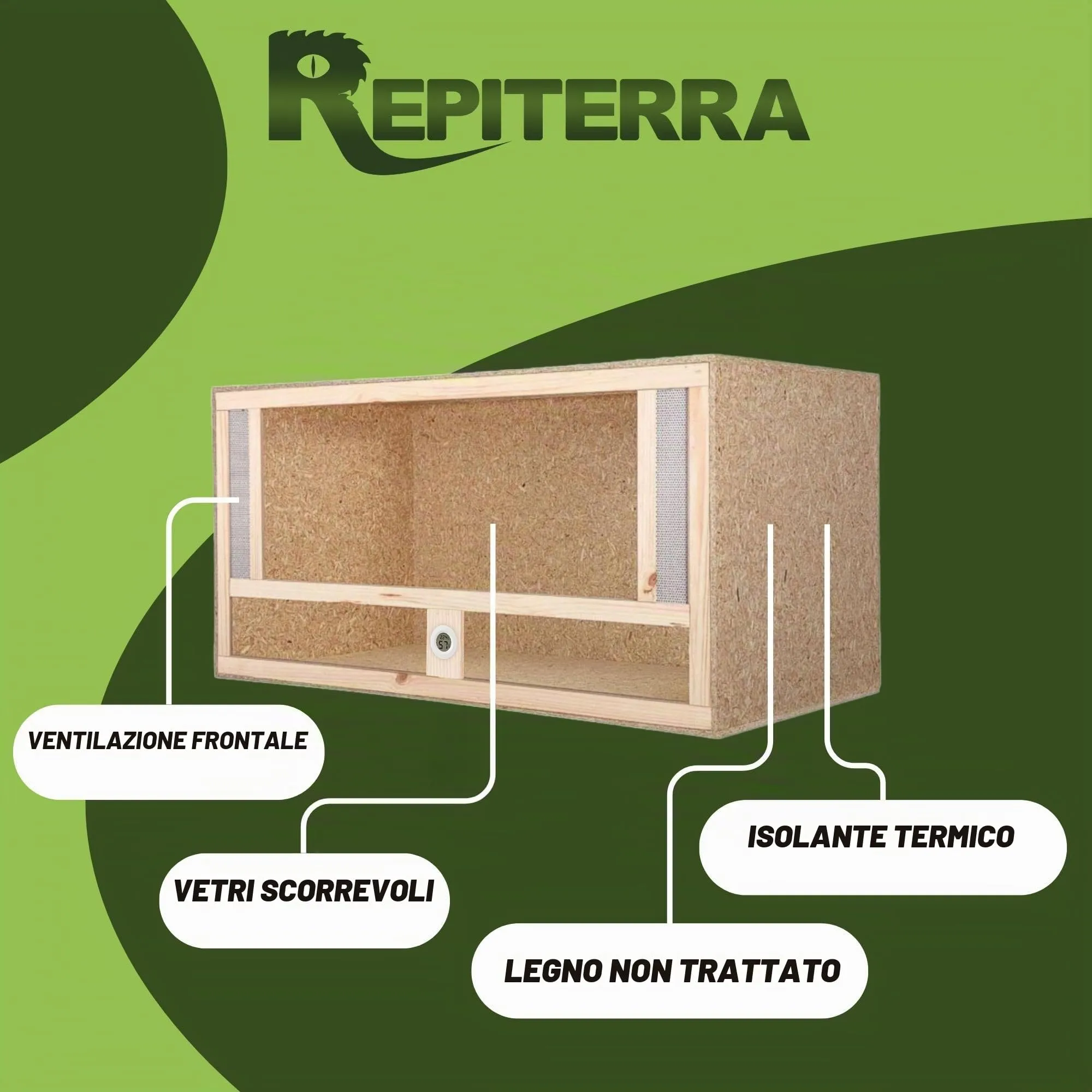 Grande terrario rettile terrario indoor ventilazione frontale per serpenti e lucertole, Beige, 120x60x60cm - Front Vent - immagine 2