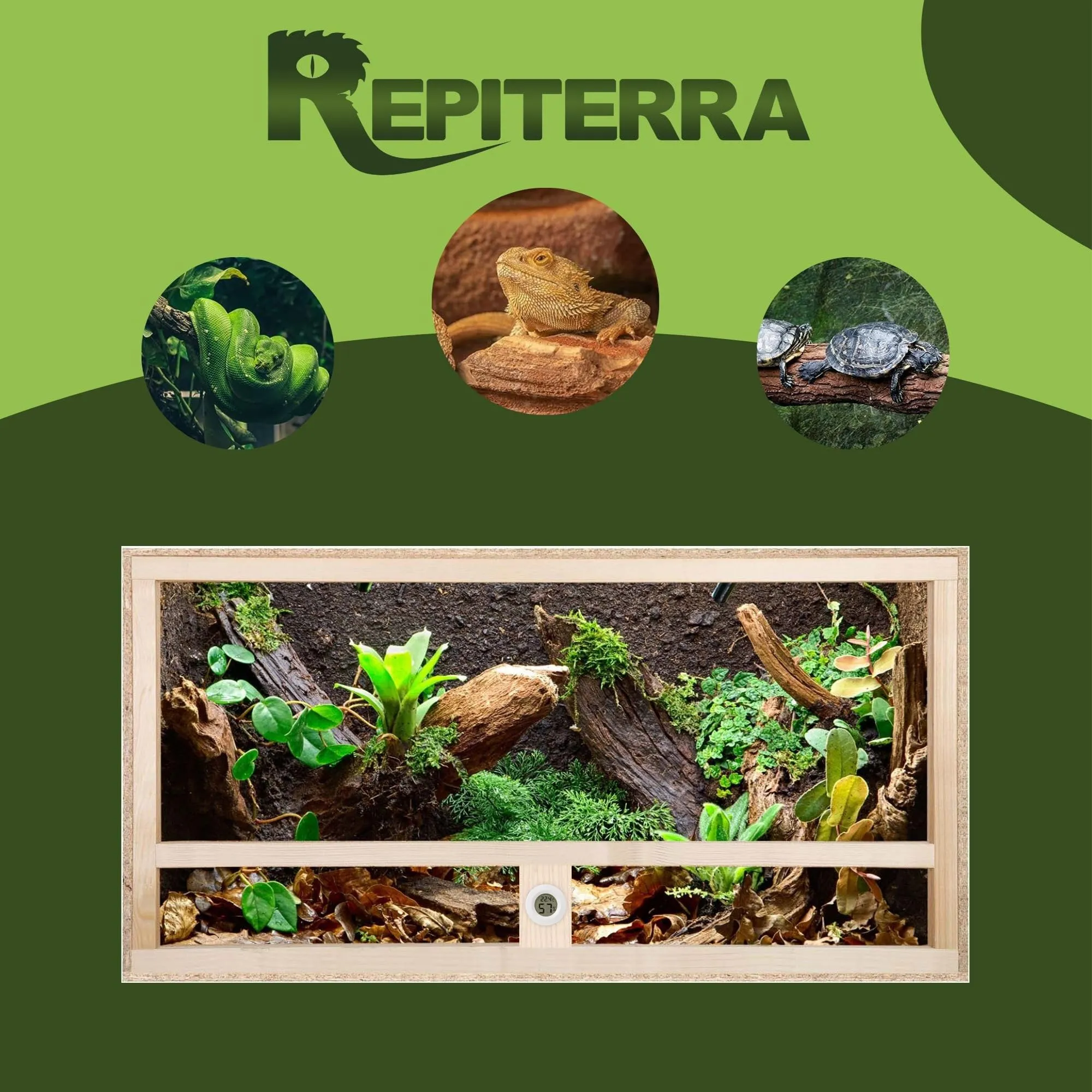 Terrario grande terrario per rettili Terrario interno Ventilazione laterale per serpenti e lucertole 80x50x50x50 - immagine 5