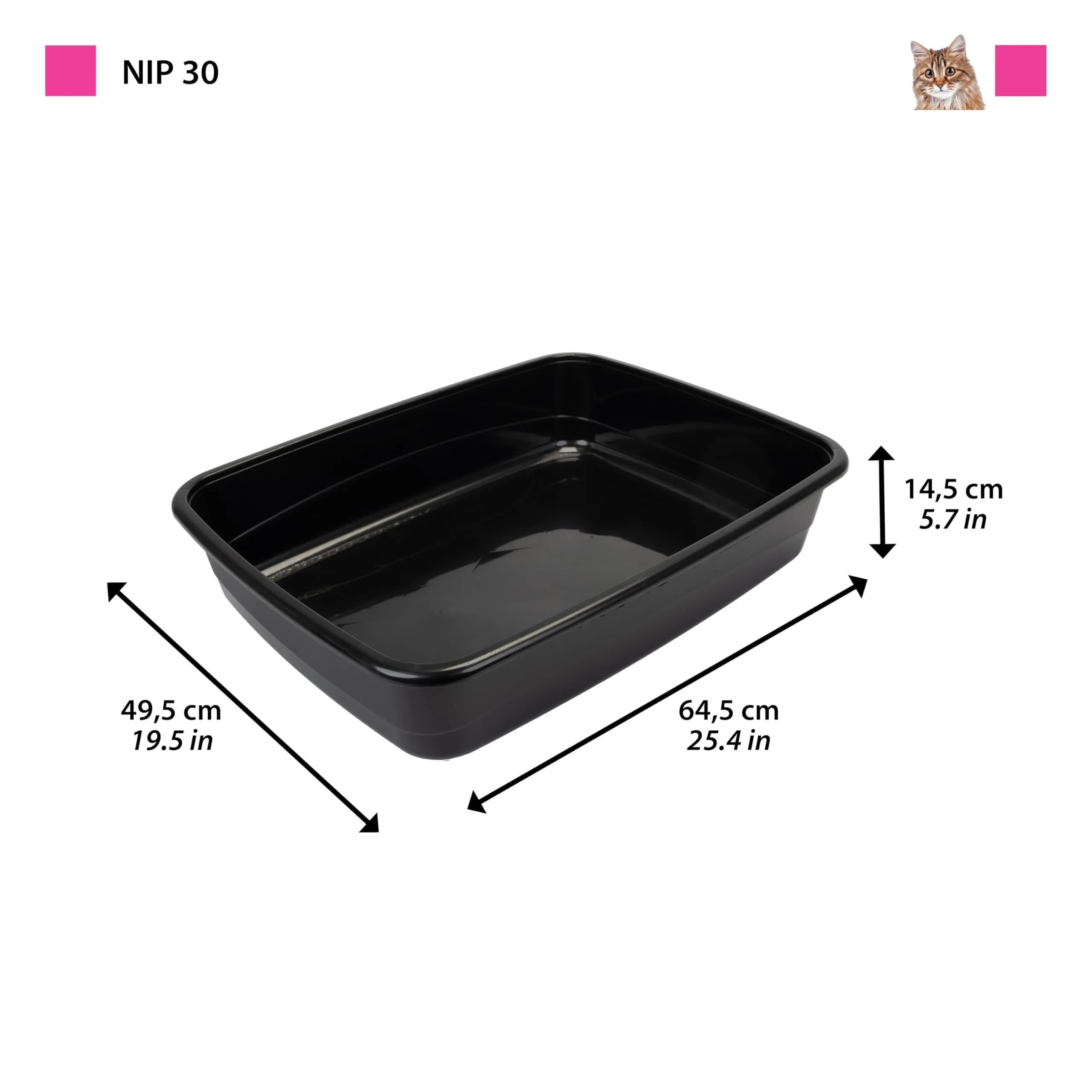Ferplast Lettiera Gatto, Toilette per Gatti Grandi, in Plastica con Bordi Alti, Facile e Veloce da Pulire L 49,5 x W 64,5 x H 14,5 cm, Nero - immagine 3