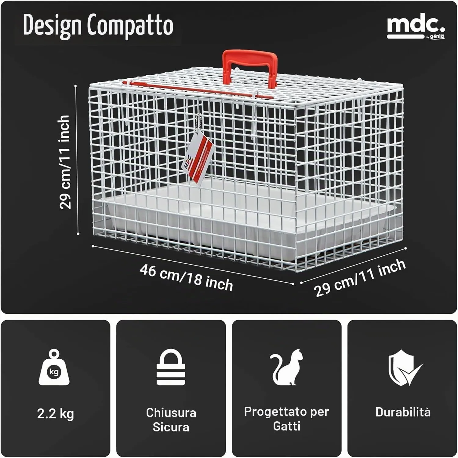 MDC Trasportino per Gatti con Apertura Superiore da Viaggio, Bianco - immagine 2