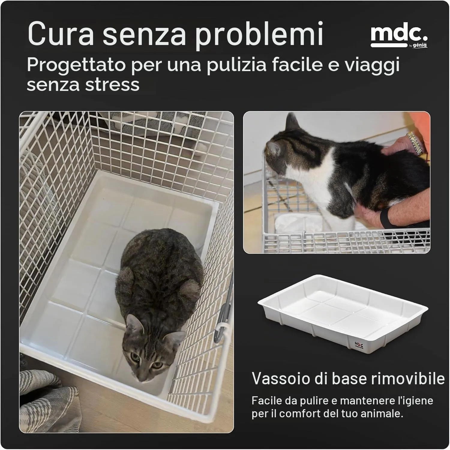 MDC Trasportino per Gatti con Apertura Superiore da Viaggio, Bianco - immagine 6