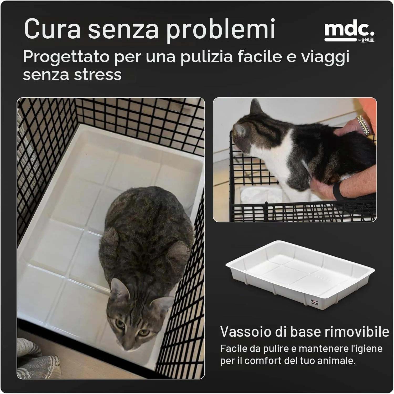 MDC Trasportino per Gatti con Apertura Superiore da Viaggio, Nero - immagine 7
