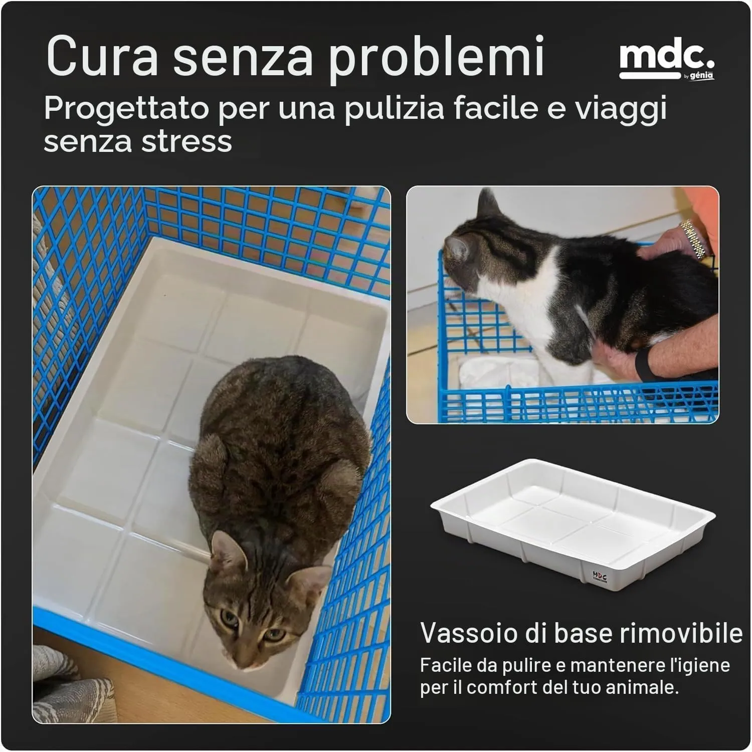 MDC Trasportino per Gatti con Apertura Superiore da Viaggio, Blu - immagine 6
