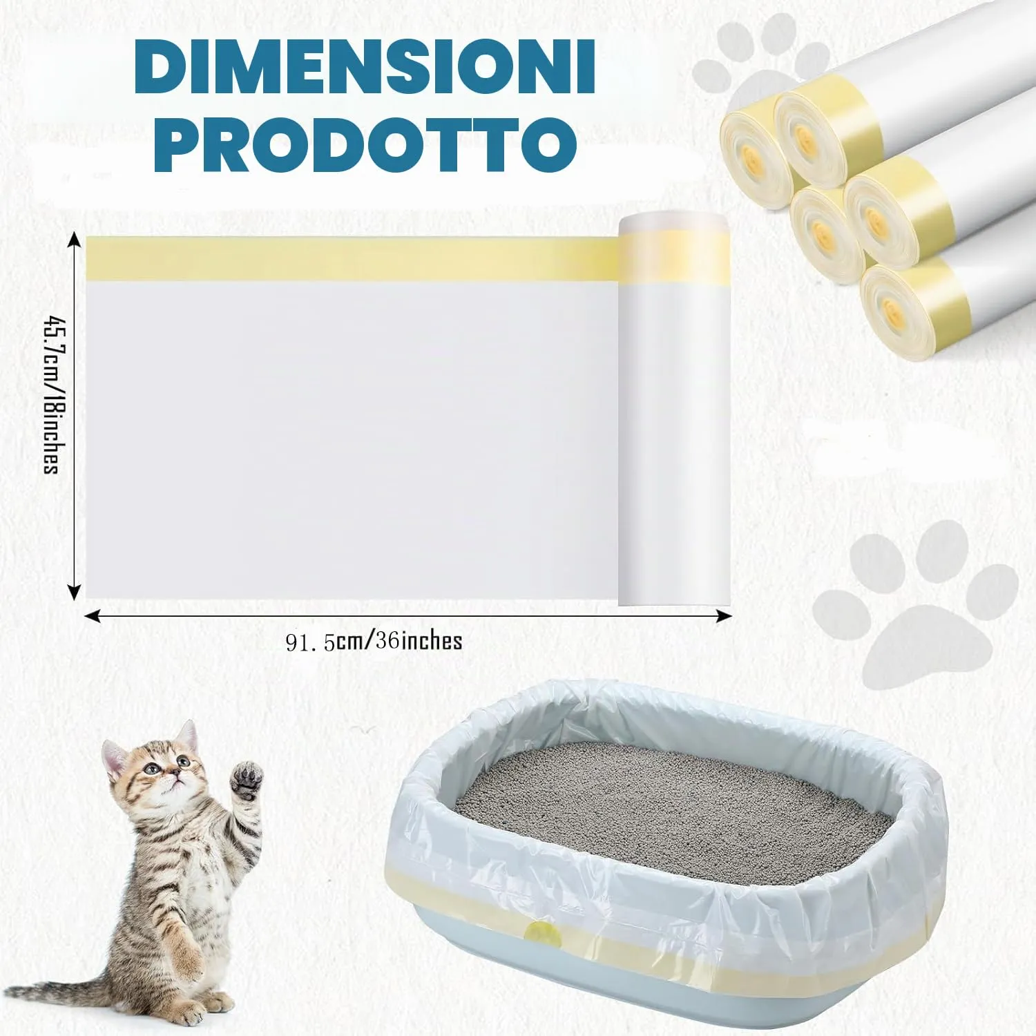 14 Sacchetti per Lettiera Gatto,Sacchi lettiere,Sacchetto gatti-M 915x457mm - immagine 2