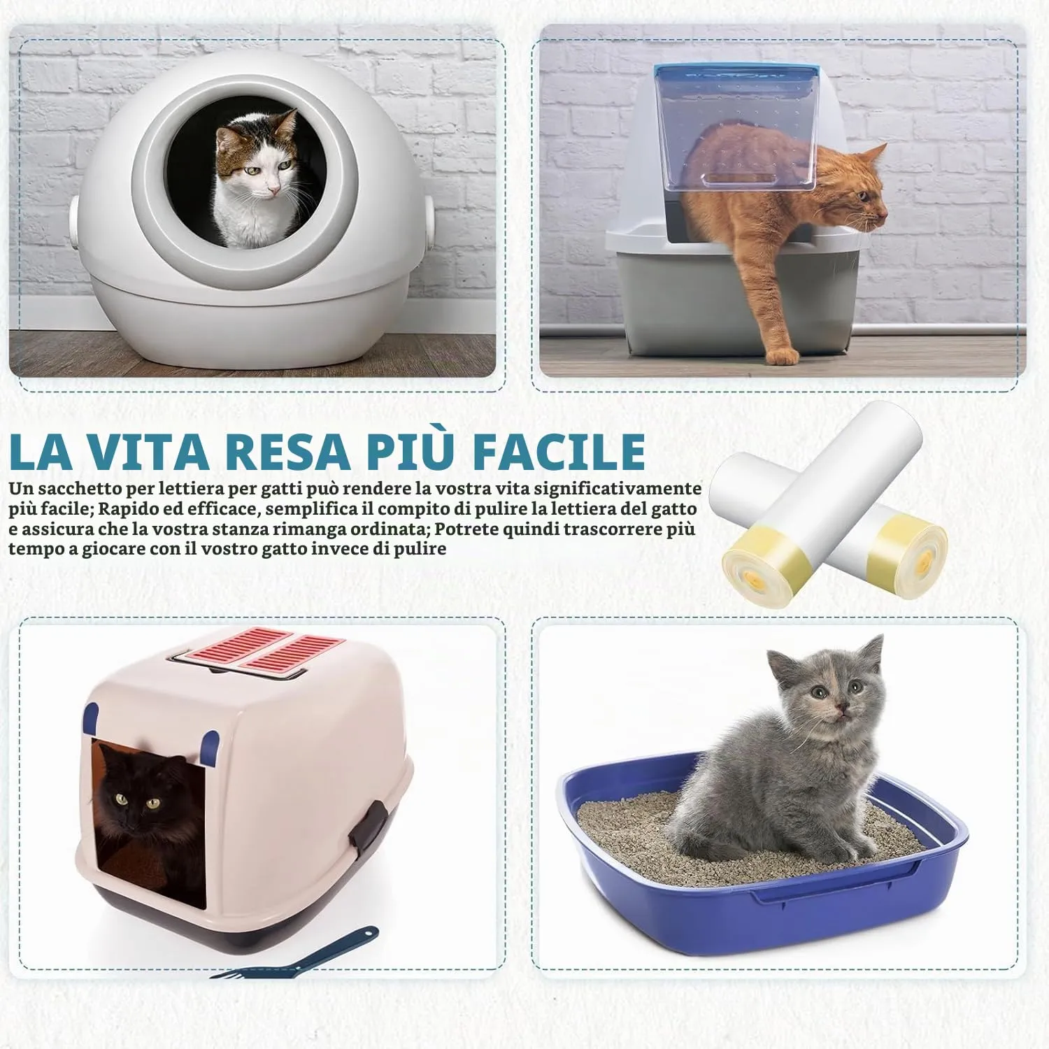 14 Sacchetti per Lettiera Gatto,Sacchi lettiere,Sacchetto gatti-M 915x457mm - immagine 6