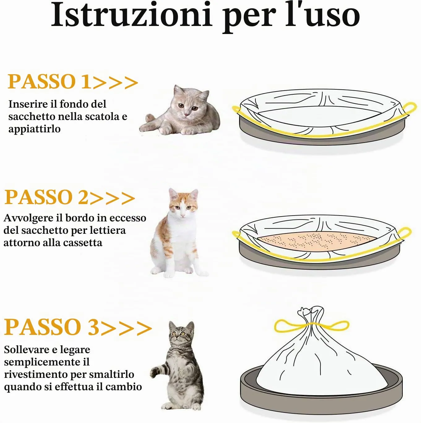 14 Sacchetti per Lettiera Gatto,Sacchi lettiere,Sacchetto gatti-M 915x457mm - immagine 7