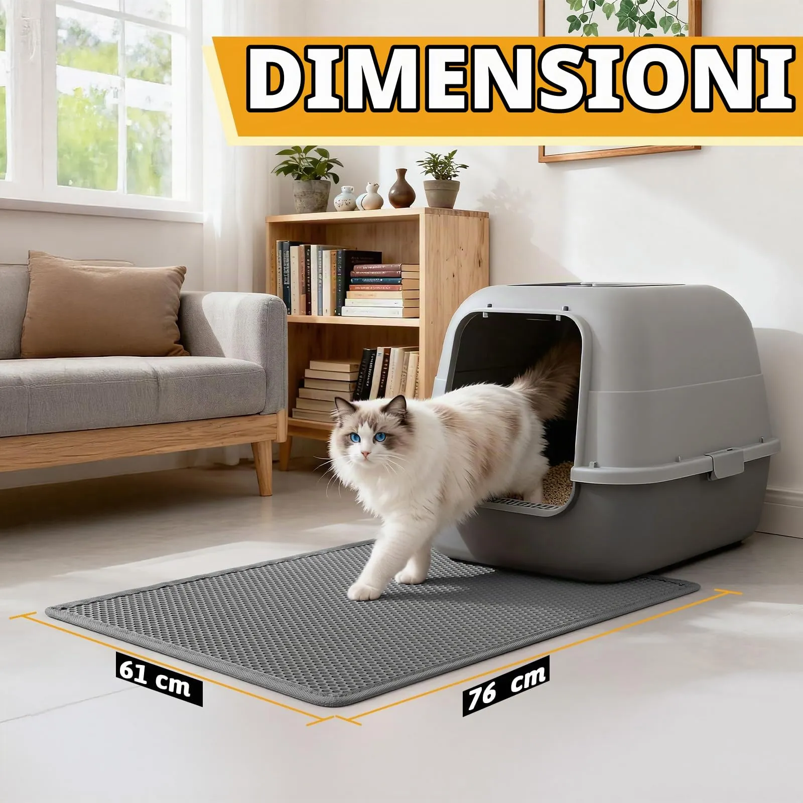 Pieviev Tappetino Lettiera Gatto, Tappeto Grande Antisabbia, 76x61cm Grigio - immagine 2