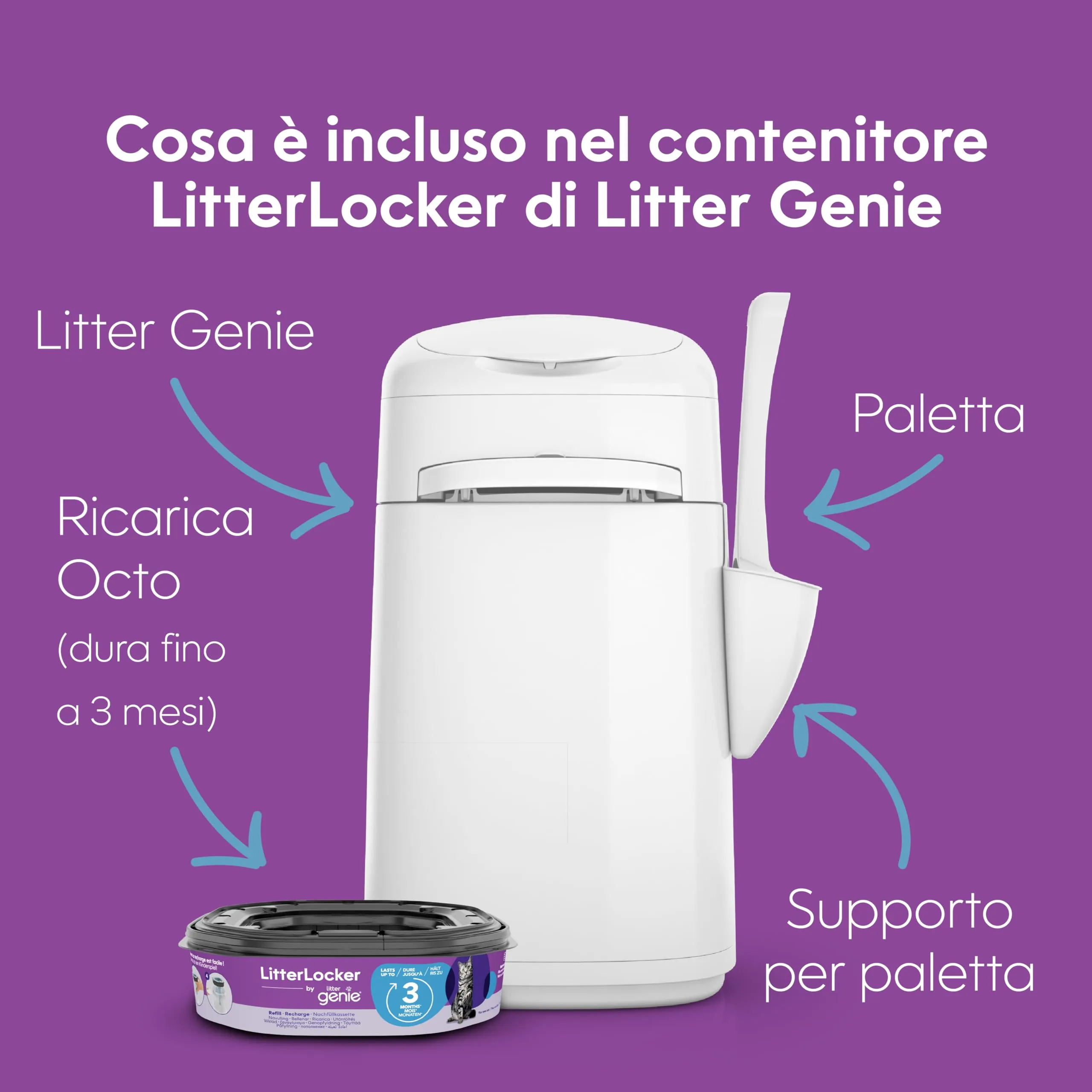 Litter Genie LitterLocker Fashion - Contenitore con Ricarica 3 Mesi - immagine 2