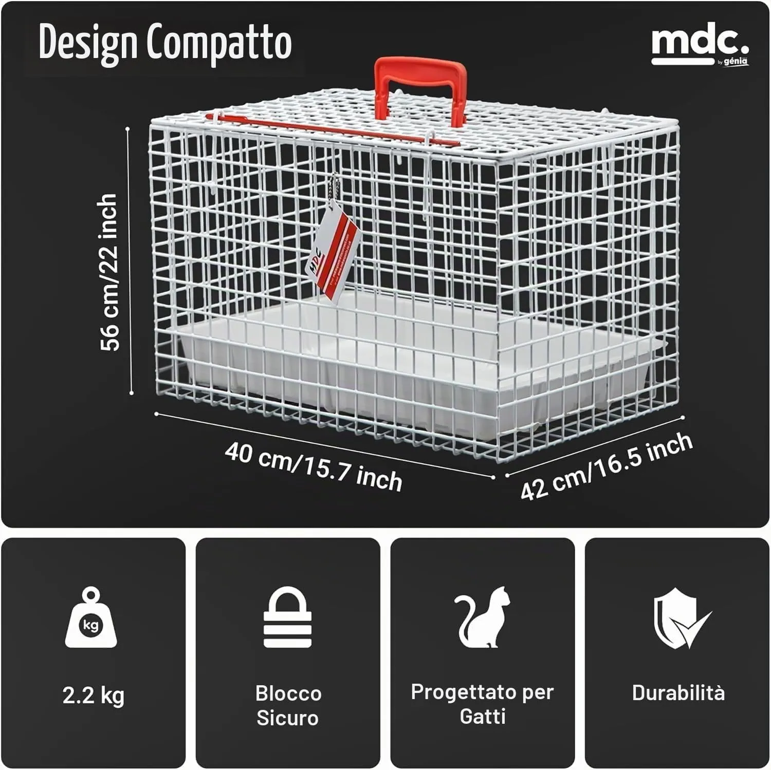 MDC Trasportino Grande per Gatti e Cani Piccoli con Apertura Superiore - immagine 2