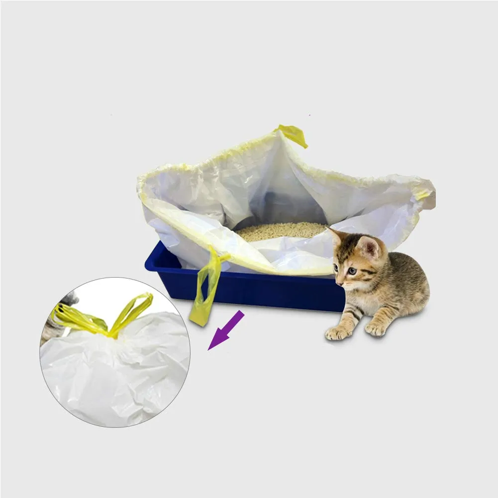 MOLIWEN - Fodere per lettiera per gatti con coulisse, confezione da 3 (sacchetto), 91,5 x 45,7 cm, per lettiera media e grande, 1 rotolo extra (sacchetti per la spazzatura) - immagine 2
