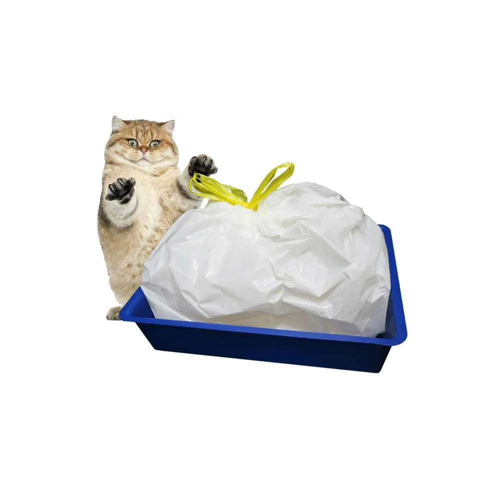 MOLIWEN - Fodere per lettiera per gatti con coulisse, confezione da 3 (sacchetto), 91,5 x 45,7 cm, per lettiera media e grande, 1 rotolo extra (sacchetti per la spazzatura) - immagine 4
