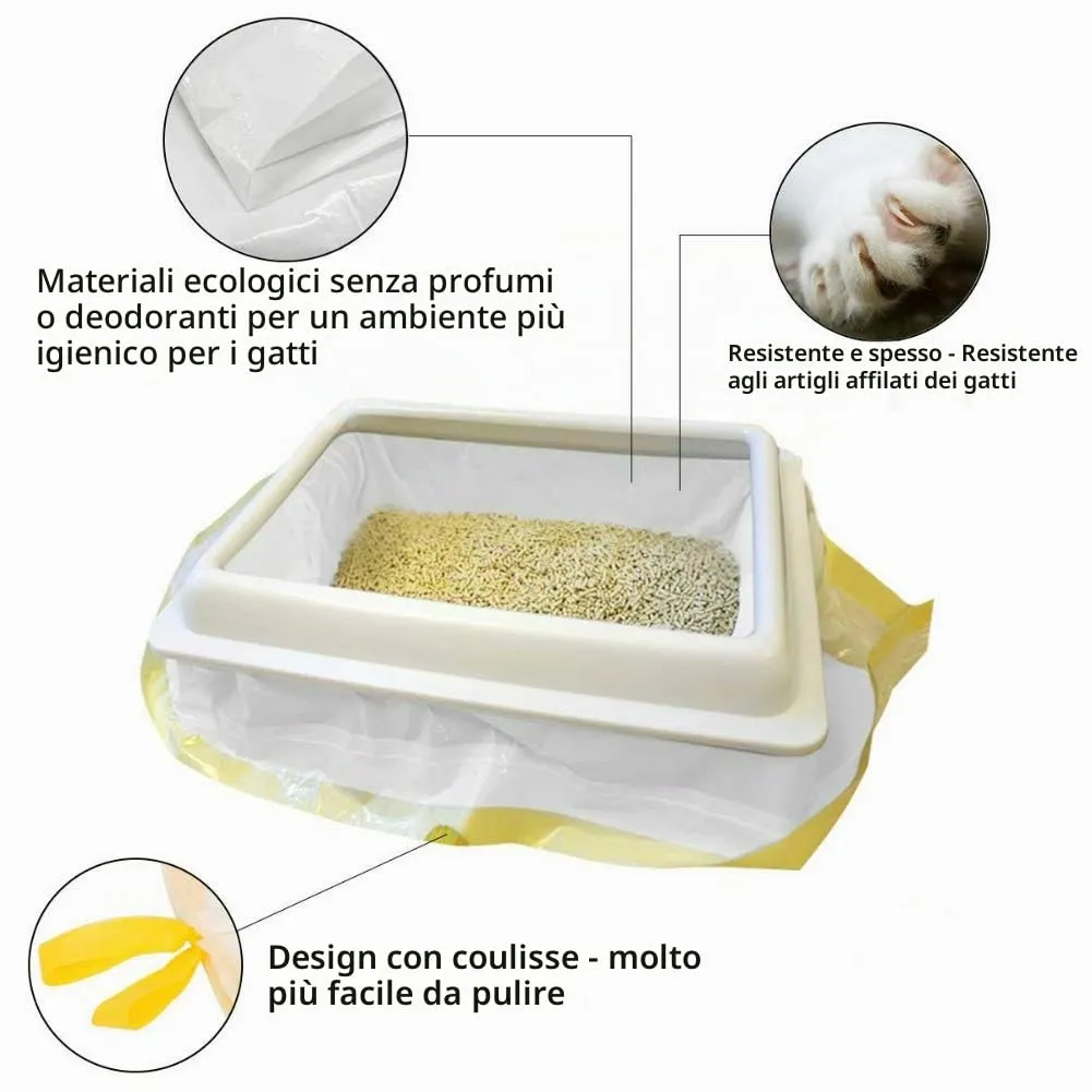 MOLIWEN - Fodere per lettiera per gatti con coulisse, confezione da 3 (sacchetto), 91,5 x 45,7 cm, per lettiera media e grande, 1 rotolo extra (sacchetti per la spazzatura) - immagine 6