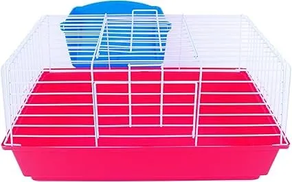 Pet's Solution - Gabbia per Coniglio Nano, Porcellini d'India e Cavie con Portafieno e Doppia Apertura - Rosso - immagine 1