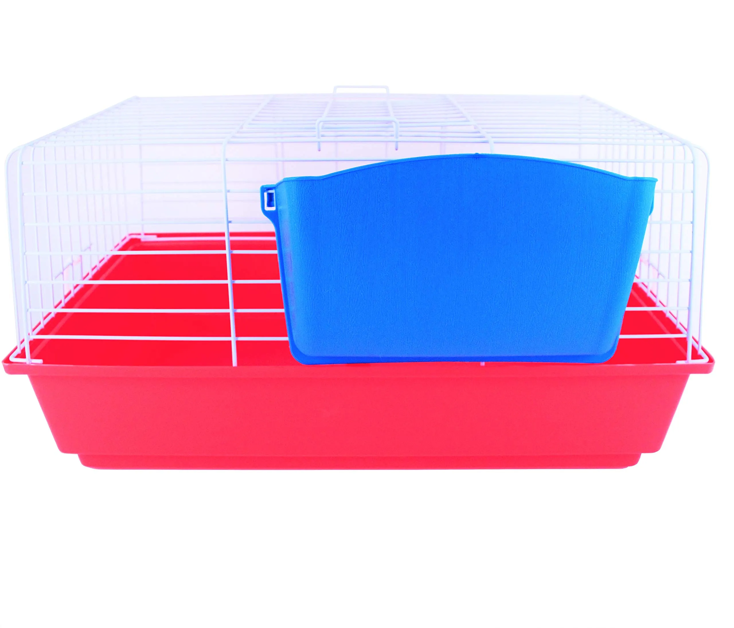 Pet's Solution - Gabbia per Coniglio Nano, Porcellini d'India e Cavie con Portafieno e Doppia Apertura - Rosso - immagine 3
