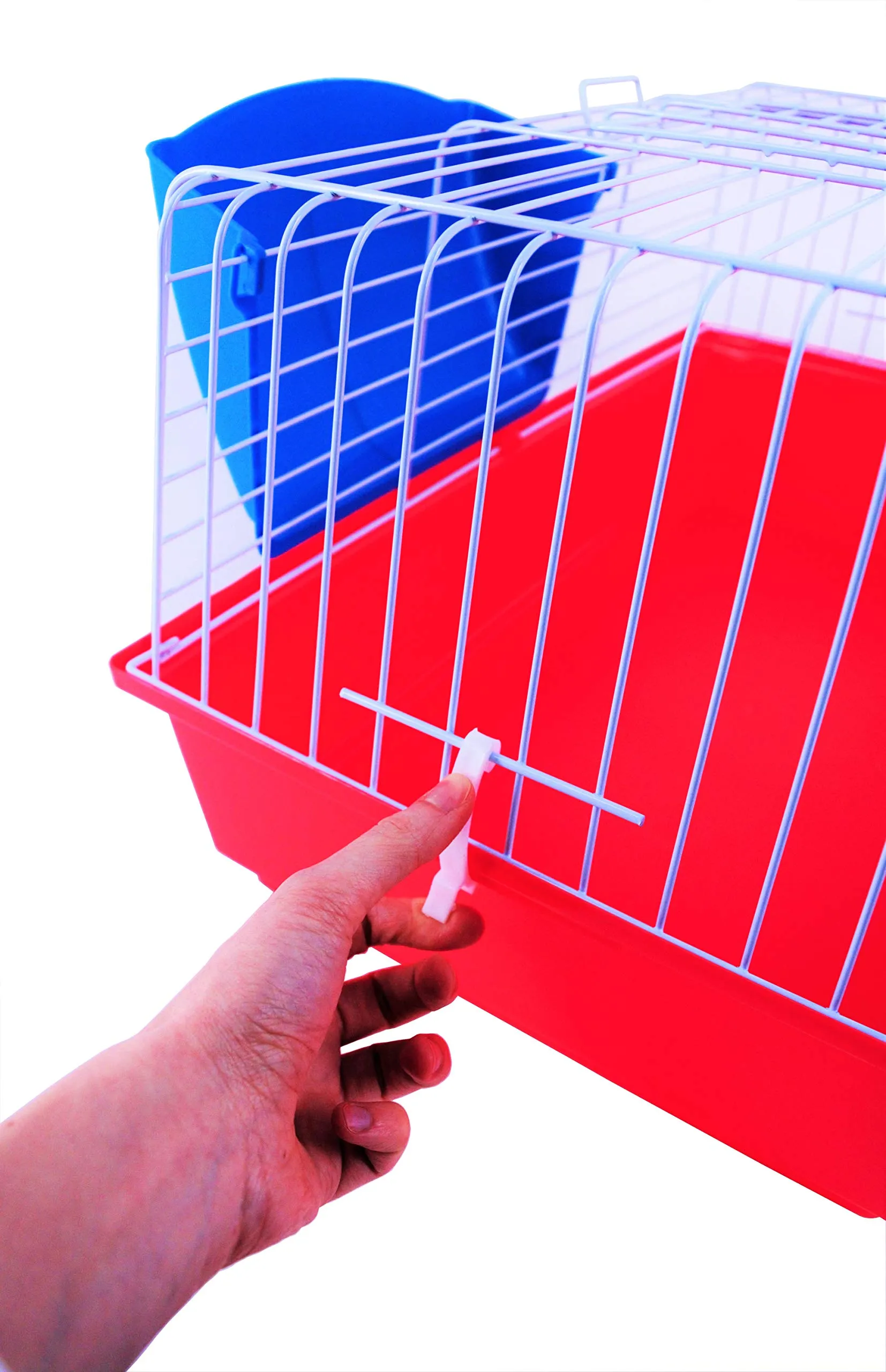 Pet's Solution - Gabbia per Coniglio Nano, Porcellini d'India e Cavie con Portafieno e Doppia Apertura - Rosso - immagine 4