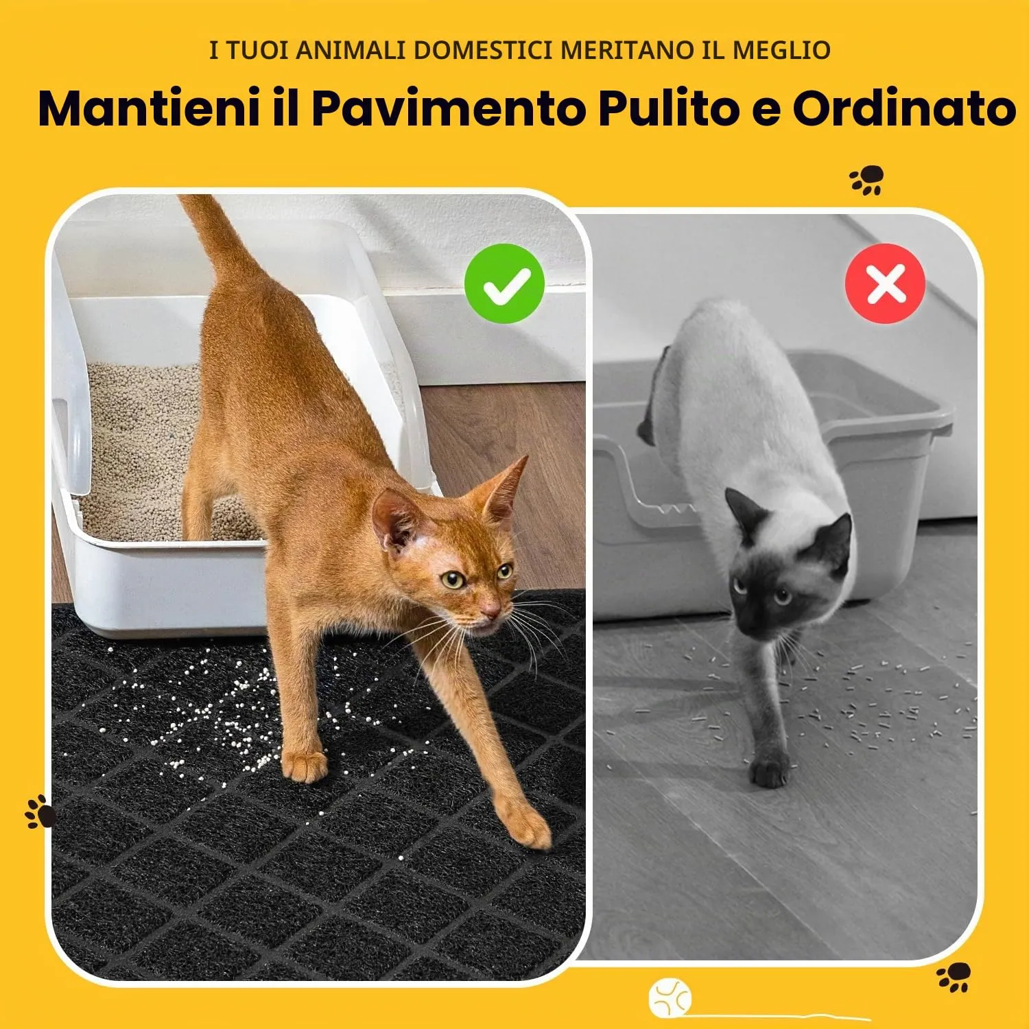 Conlun Tappetino Lettiera Gatto, 61 x 43 cm Tappeto Lettiera Gatto, Maglia a Griglia con Design a Controllo della Dispersione, Materiale Impermeabile Antiscivolo, Facile da Pulire Lavabile, Nero - immagine 4