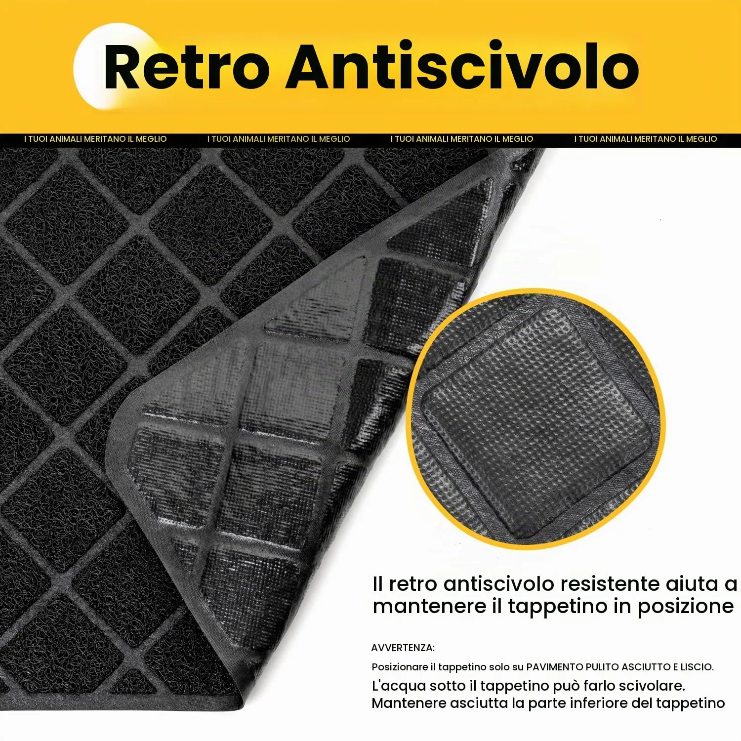Conlun Tappetino Lettiera Gatto, 61 x 43 cm Tappeto Lettiera Gatto, Maglia a Griglia con Design a Controllo della Dispersione, Materiale Impermeabile Antiscivolo, Facile da Pulire Lavabile, Nero - immagine 5