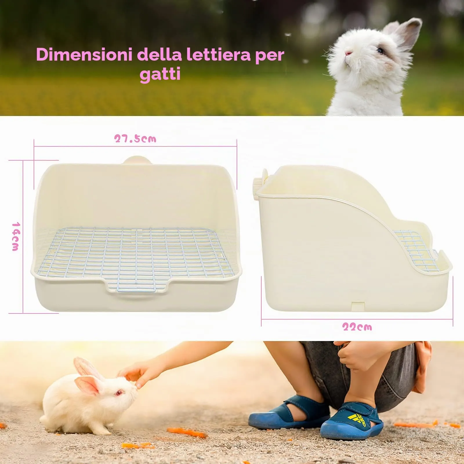 HYLYUN Lettiera per Conigli con Paletta Resistente, Toilette per Gabbia - immagine 2