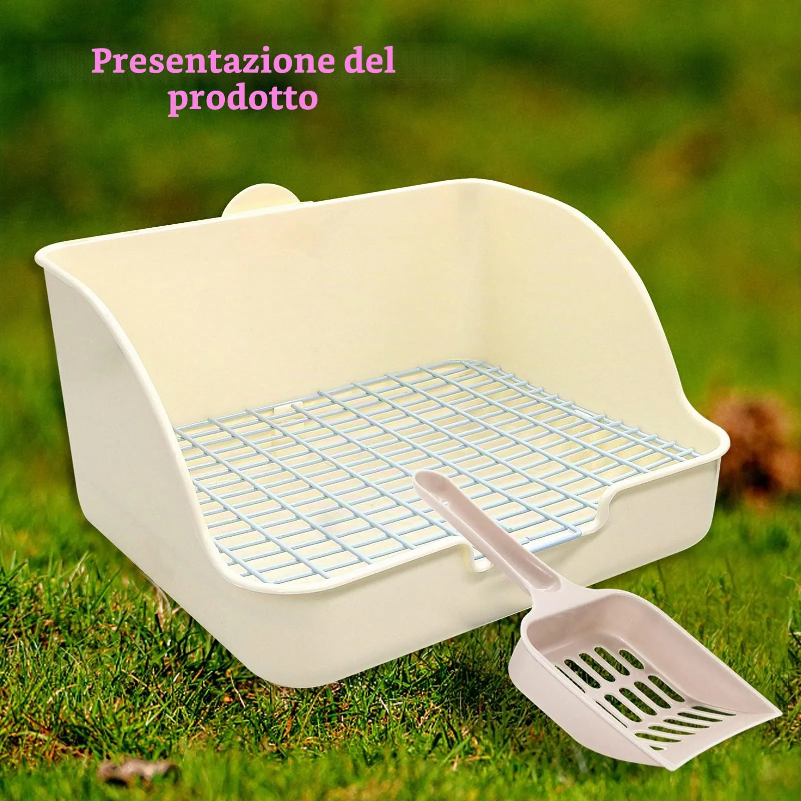HYLYUN Lettiera per Conigli con Paletta Resistente, Toilette per Gabbia - immagine 3