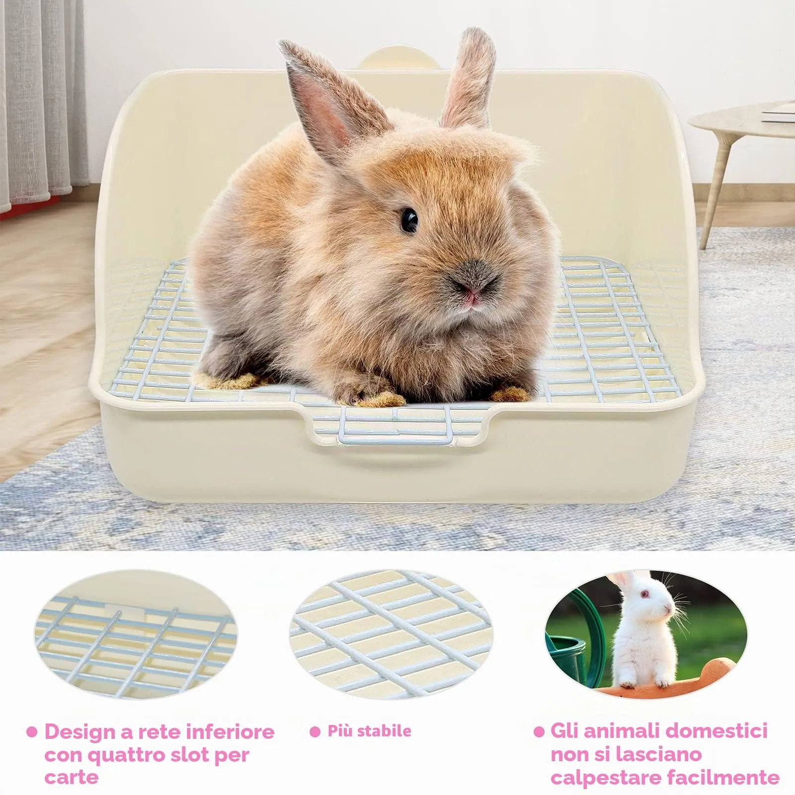 HYLYUN Lettiera per Conigli con Paletta Resistente, Toilette per Gabbia - immagine 4