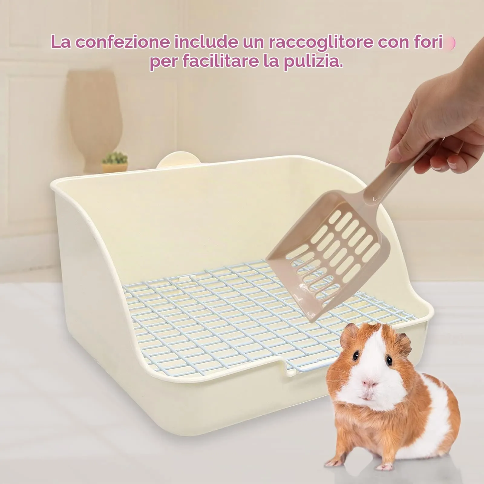HYLYUN Lettiera per Conigli con Paletta Resistente, Toilette per Gabbia - immagine 6