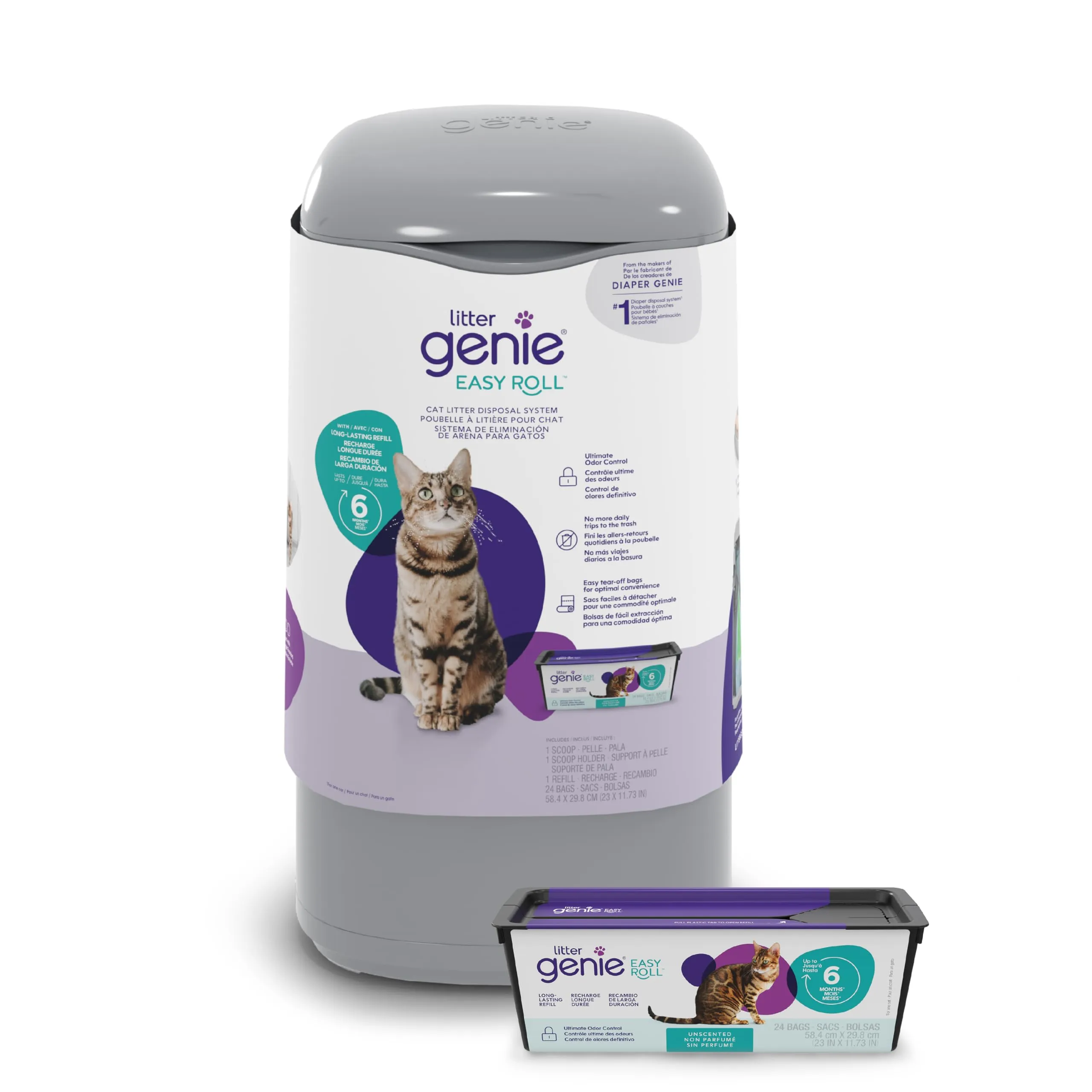 Litter Genie Easy Roll - Contenitore Lettiera - 12 Sacchi / 3 Mesi - immagine 2