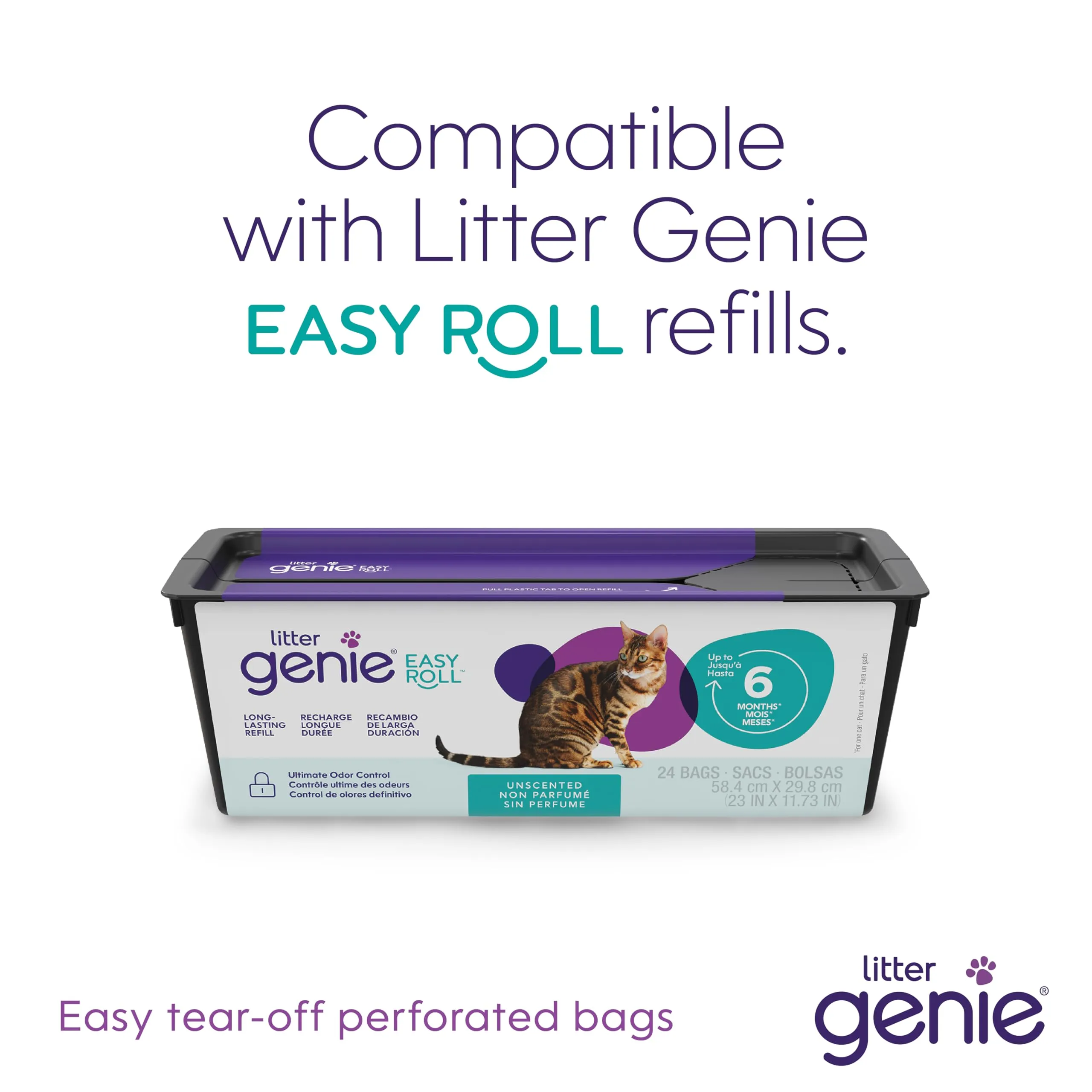 Litter Genie Easy Roll - Contenitore Lettiera - 12 Sacchi / 3 Mesi - immagine 10