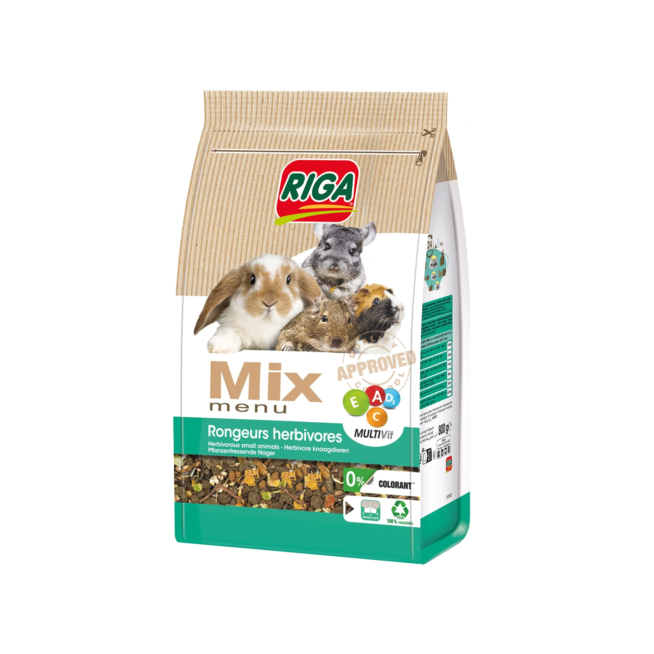 Riga - Menu Mix per Roditori Erbivori - Conigli Nani, Porco d'India, Cincillà, Deghe - Semi, Cereali E Verdure - Ricco di Vitamine E Minerali - senza Coloranti - Sano Ed Equilibrato - 800G - immagine 2