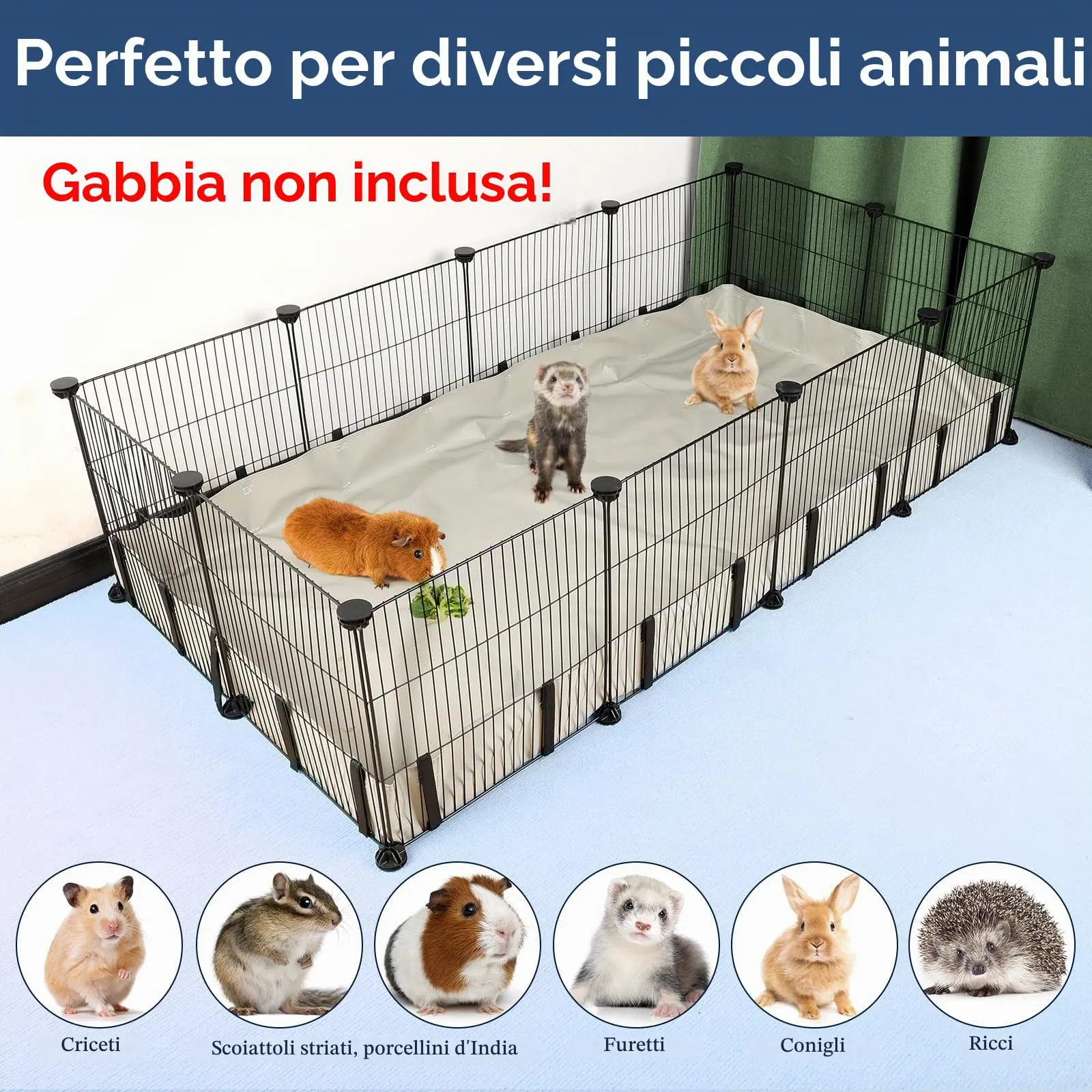 Mfsdai Impermeabile Oxford tessuto Habitat per Guinea Pig Pet Cage(gabbia non inclusa),Guinea Pig lettiera gabbie Liner per fai da te gabbia per animali di piccole dimensioni,Lavabile PIPI Pads XL - immagine 7