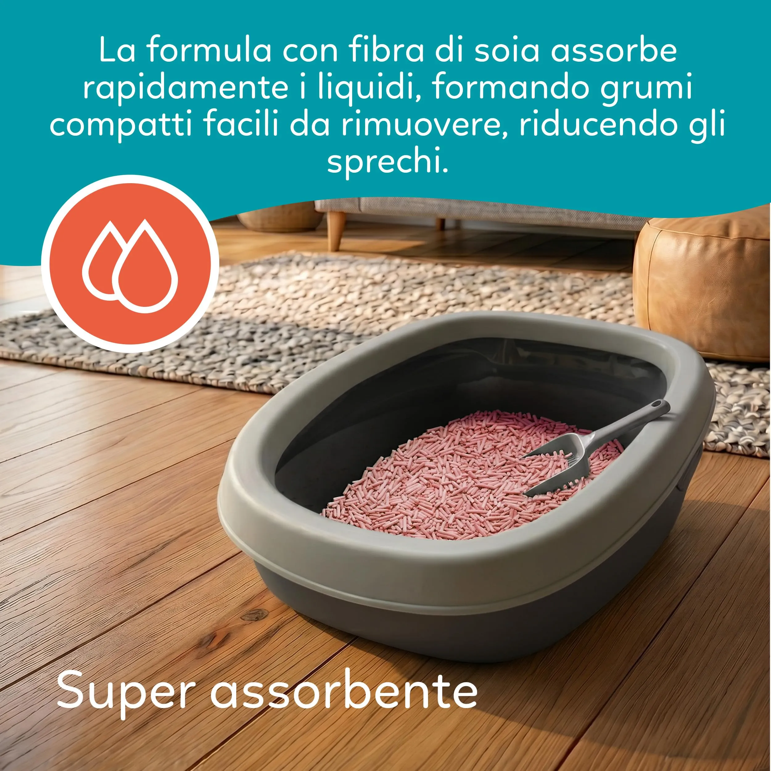 AQPET Friends CattyGreen Lettiera Vegetale Gatti 6 L, Profumo Pesca - immagine 5