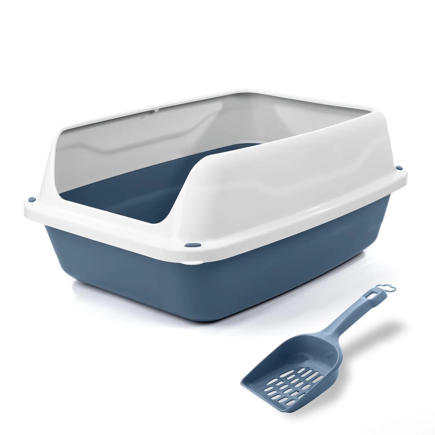 Patam lettiera aperta per gatti con bordi alti e paletta omaggio, 56 cm x 40 cm x 24 cm Made in Italy – Milù Maxi Blu - immagine 1